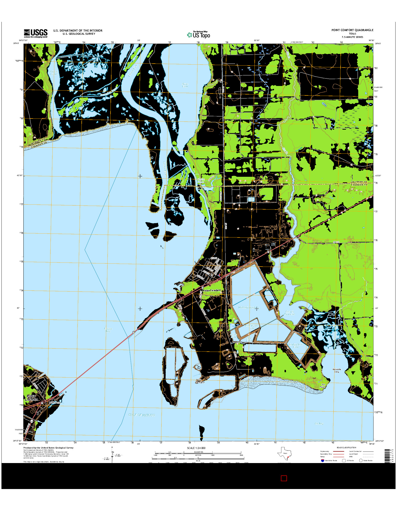 USGS US TOPO 7.5-MINUTE MAP FOR POINT COMFORT, TX 2016