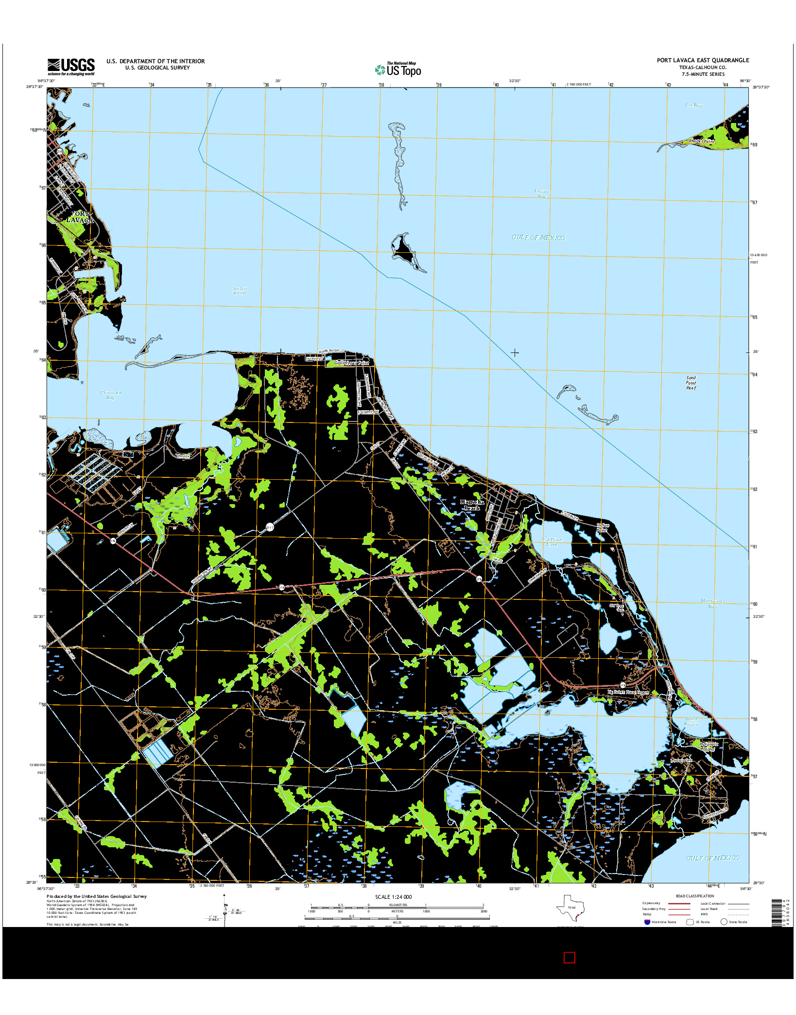 USGS US TOPO 7.5-MINUTE MAP FOR PORT LAVACA EAST, TX 2016