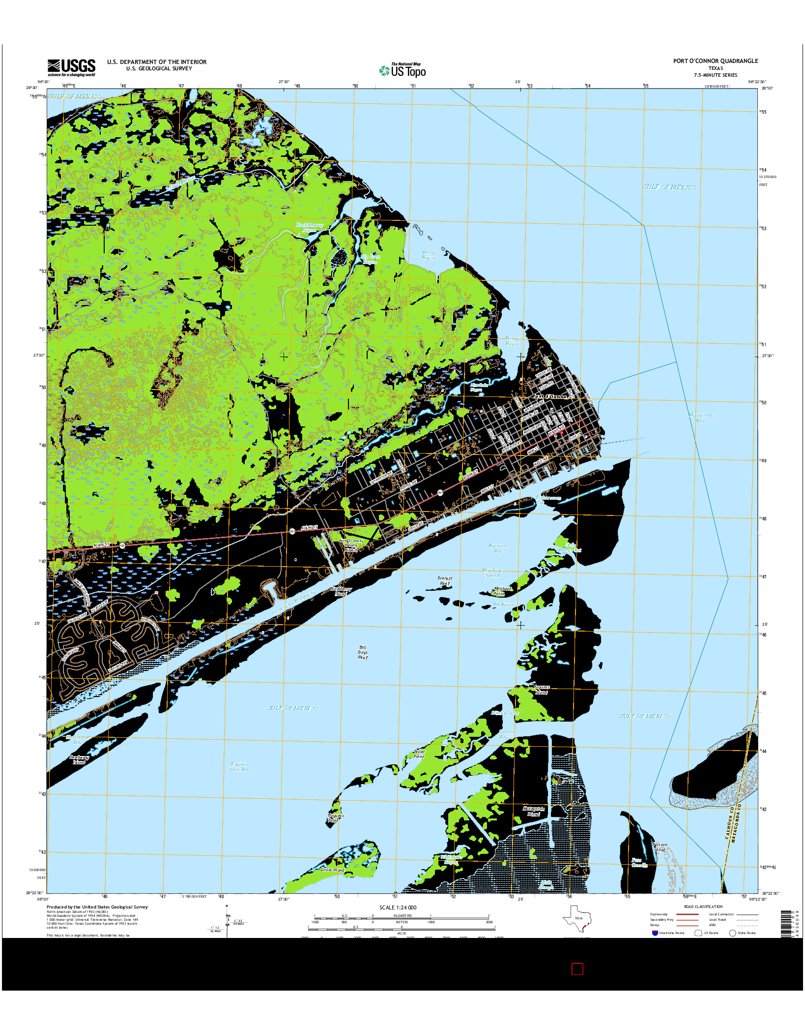 USGS US TOPO 7.5-MINUTE MAP FOR PORT O'CONNOR, TX 2016