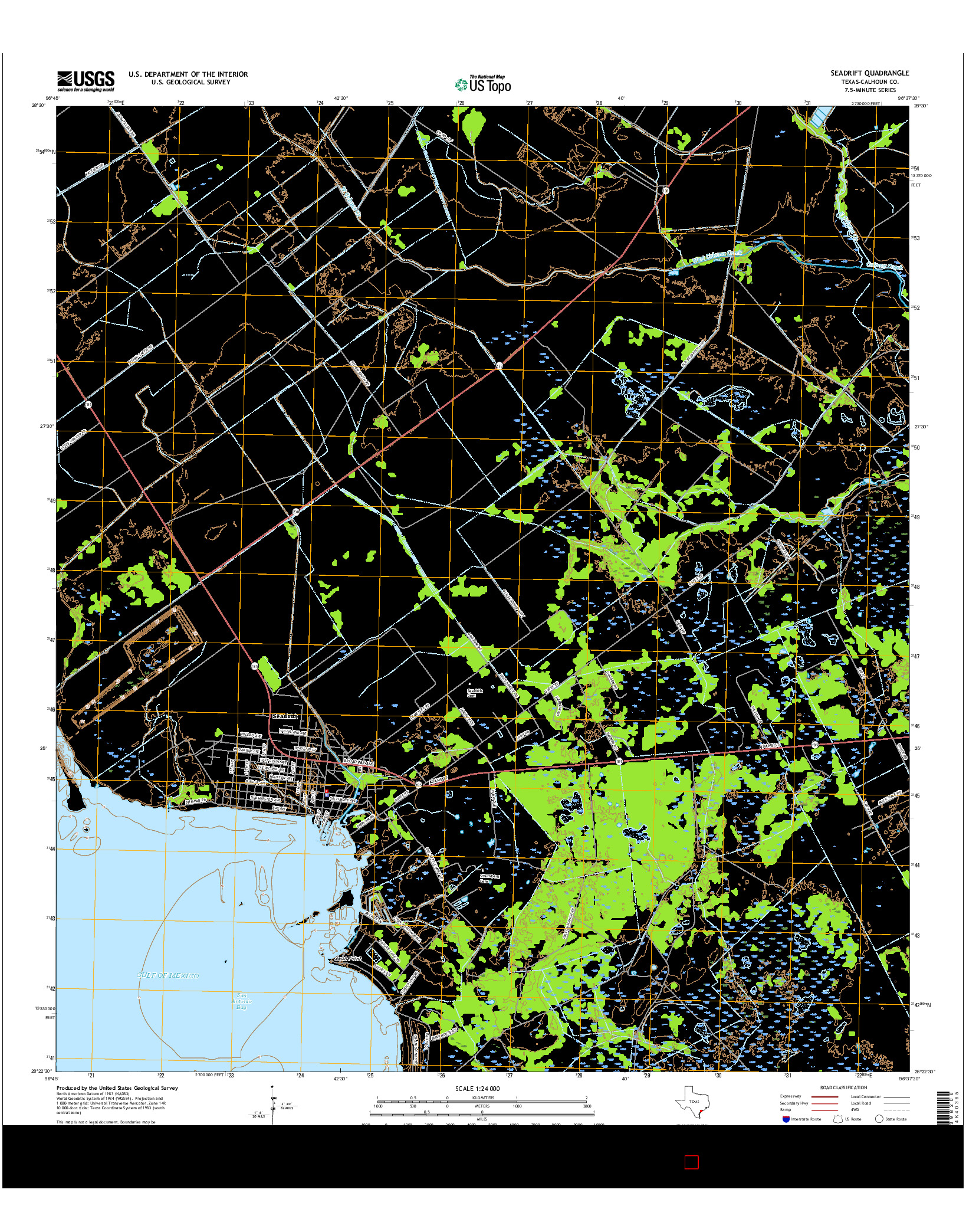 USGS US TOPO 7.5-MINUTE MAP FOR SEADRIFT, TX 2016