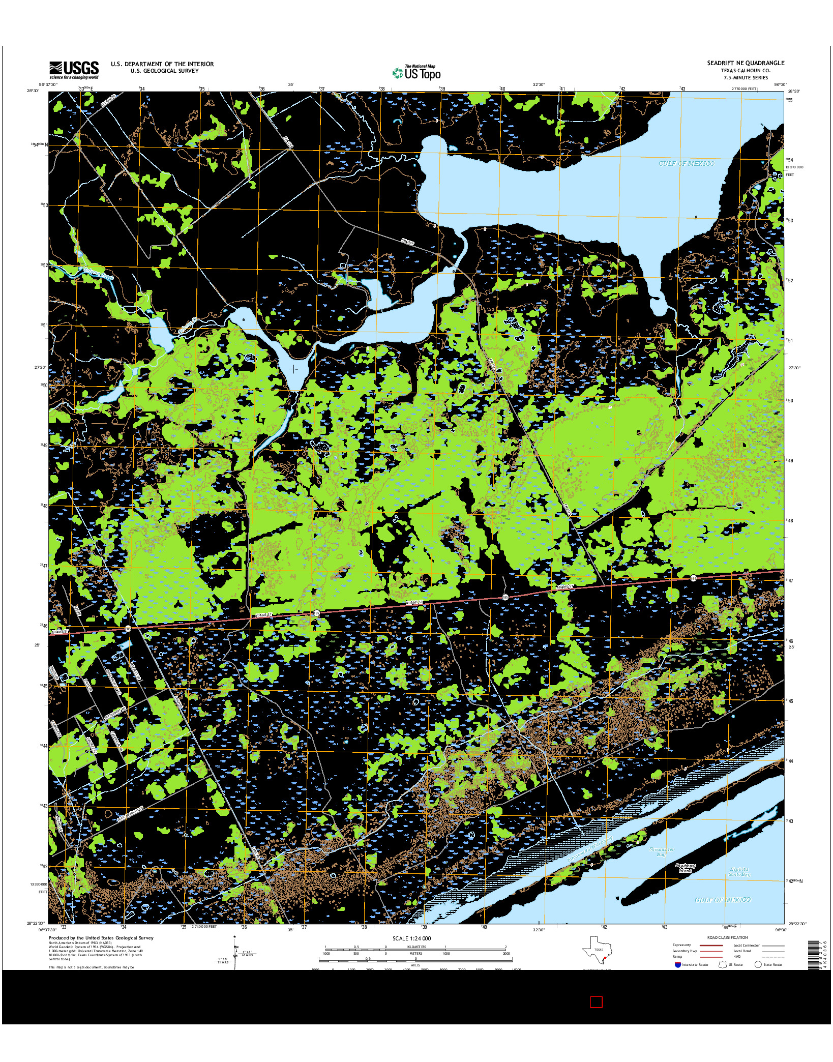 USGS US TOPO 7.5-MINUTE MAP FOR SEADRIFT NE, TX 2016