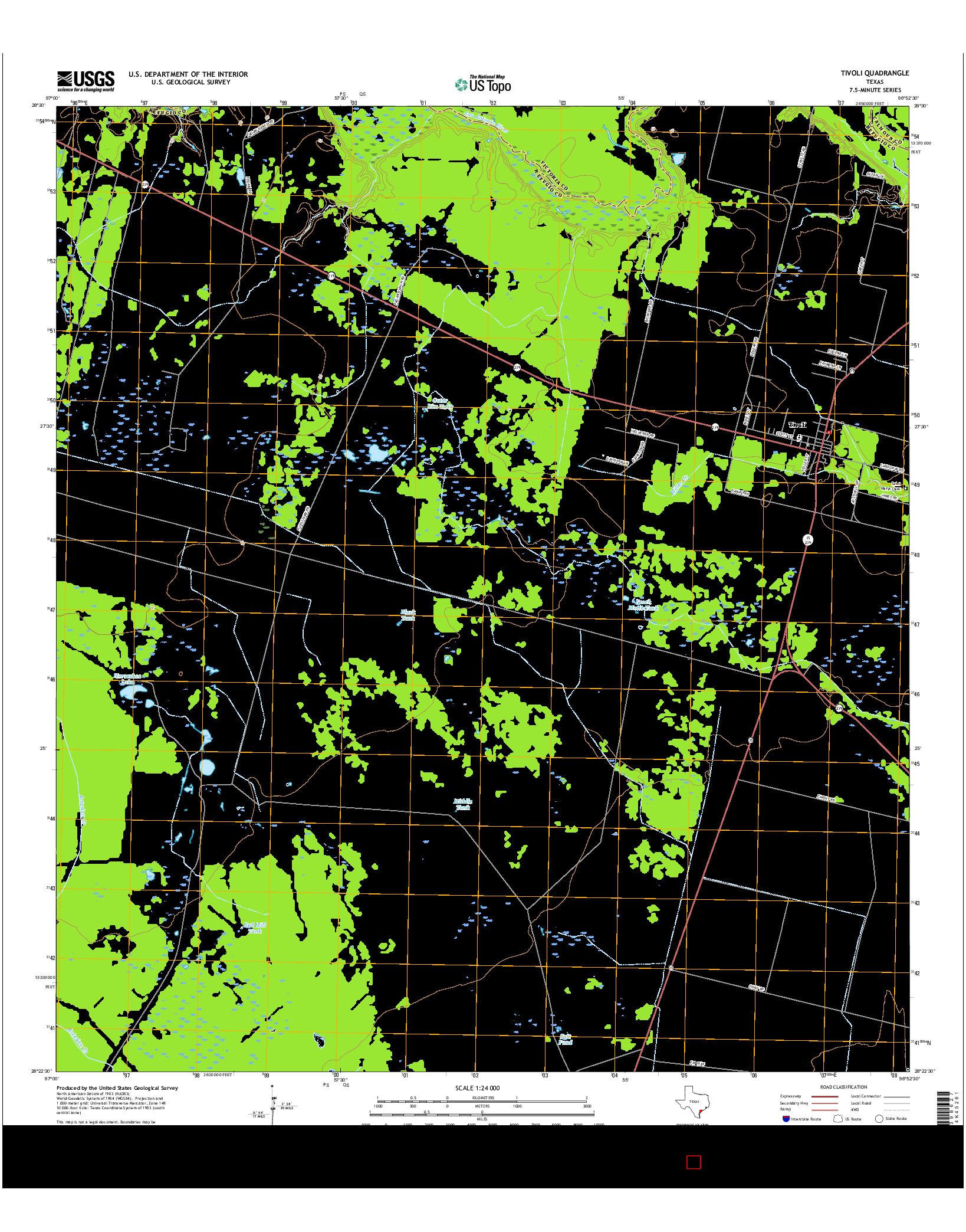 USGS US TOPO 7.5-MINUTE MAP FOR TIVOLI, TX 2016