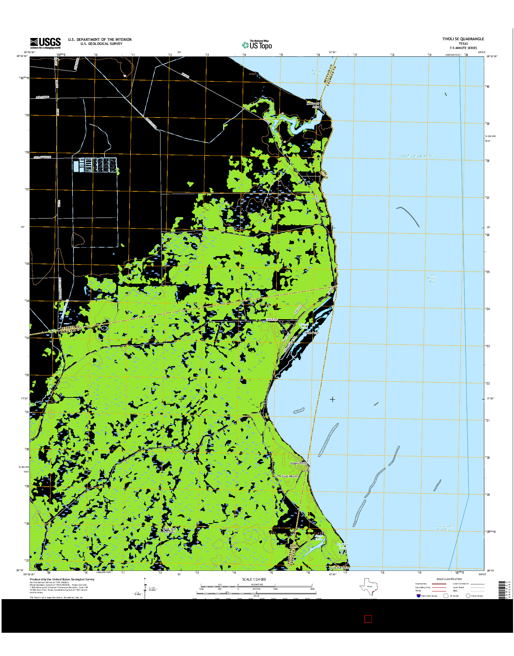 USGS US TOPO 7.5-MINUTE MAP FOR TIVOLI SE, TX 2016