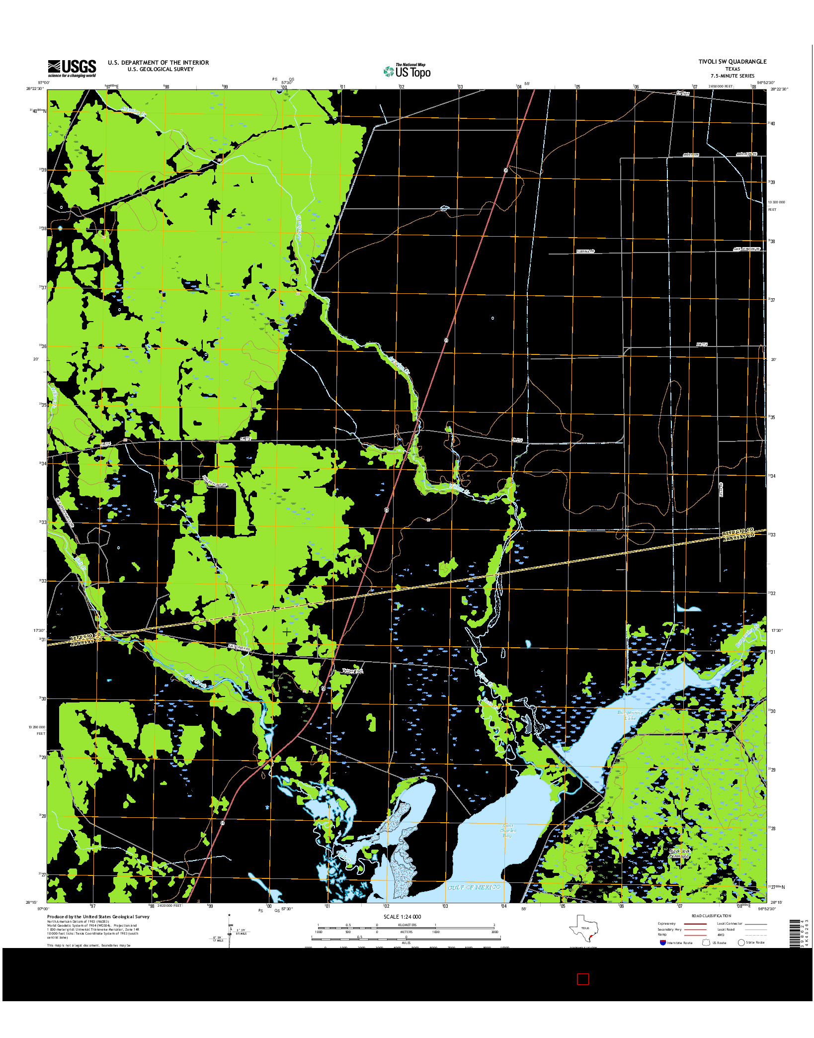 USGS US TOPO 7.5-MINUTE MAP FOR TIVOLI SW, TX 2016