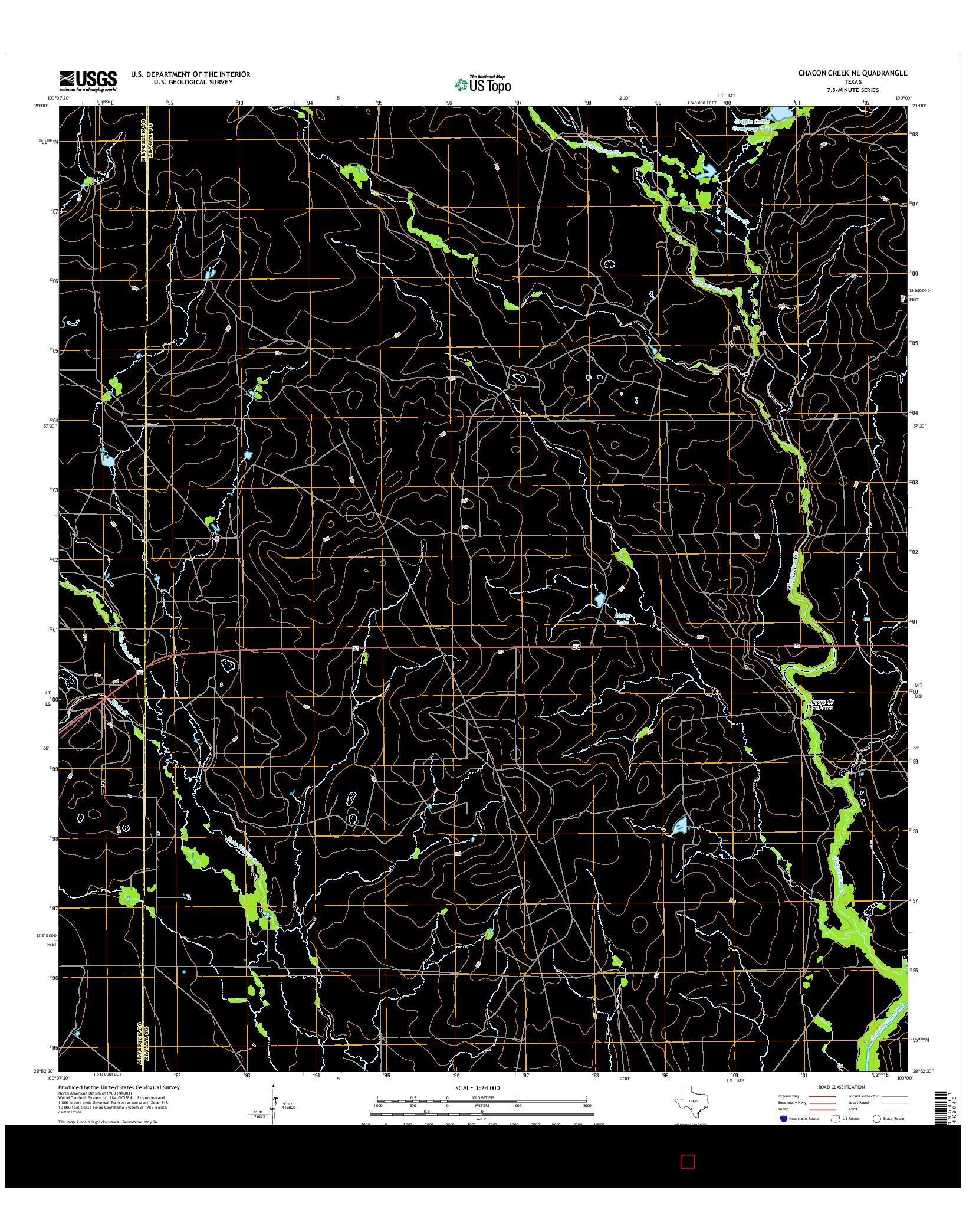 USGS US TOPO 7.5-MINUTE MAP FOR CHACON CREEK NE, TX 2016