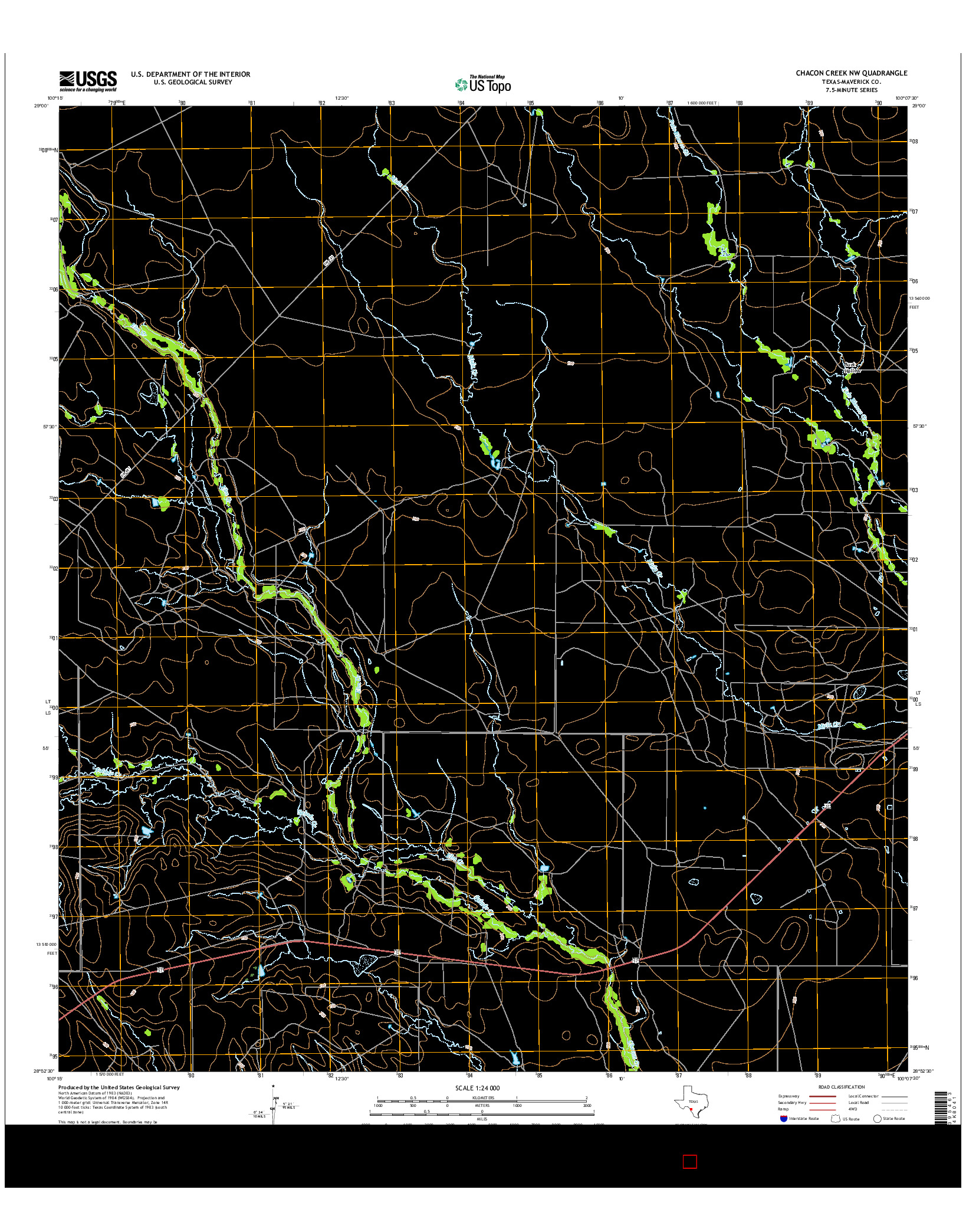 USGS US TOPO 7.5-MINUTE MAP FOR CHACON CREEK NW, TX 2016