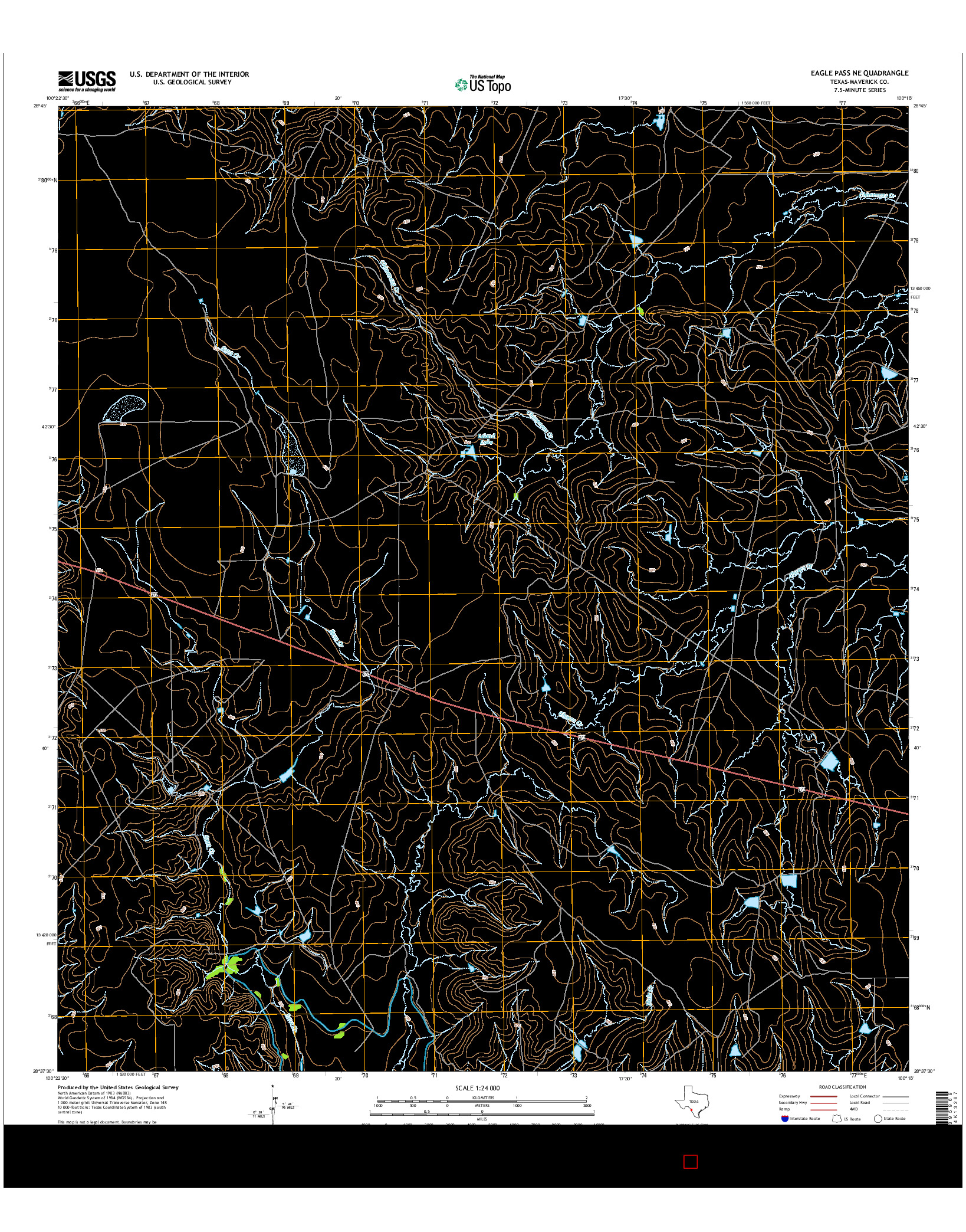 USGS US TOPO 7.5-MINUTE MAP FOR EAGLE PASS NE, TX 2016