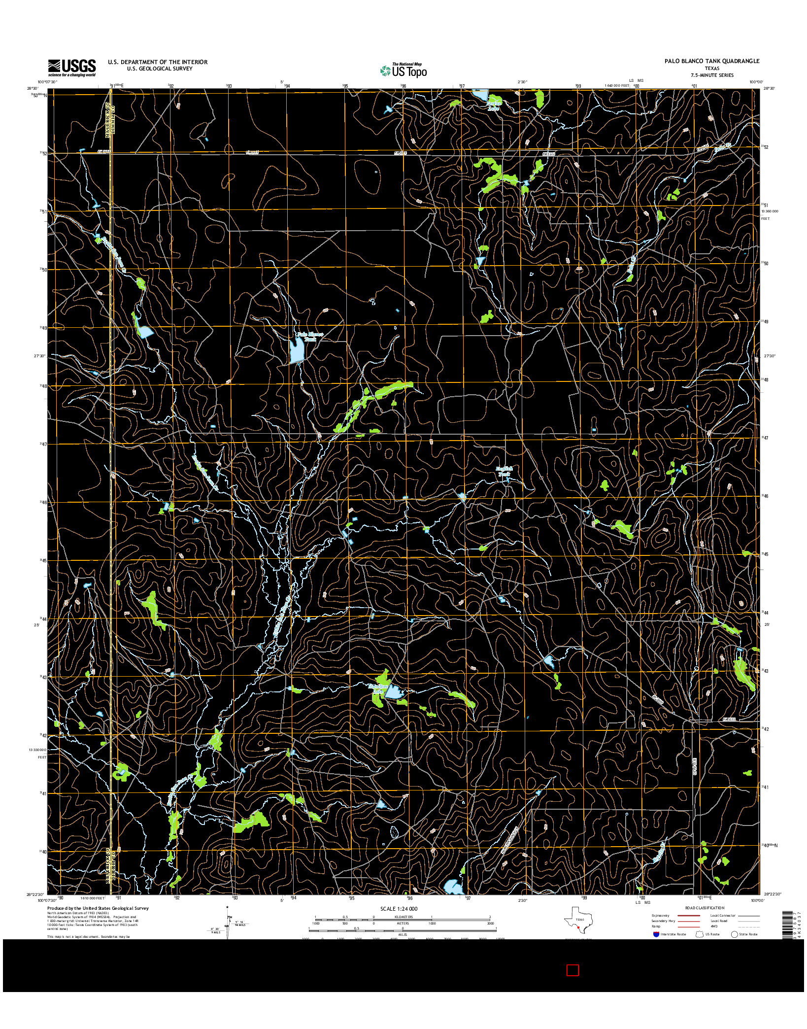 USGS US TOPO 7.5-MINUTE MAP FOR PALO BLANCO TANK, TX 2016