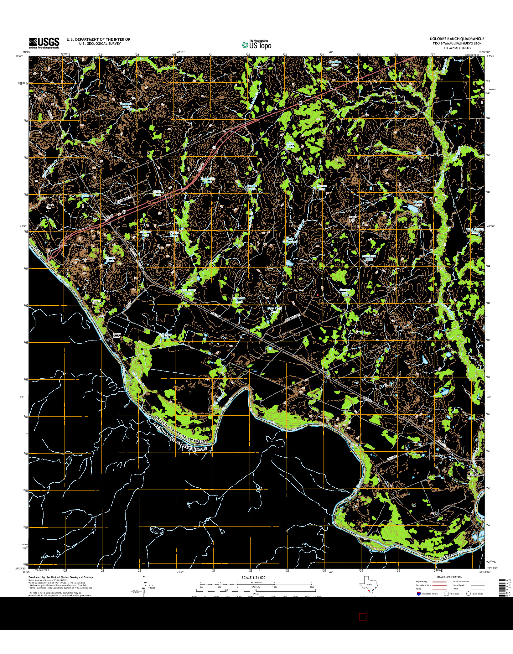 USGS US TOPO 7.5-MINUTE MAP FOR DOLORES RANCH, TX-TAM-NLE 2016