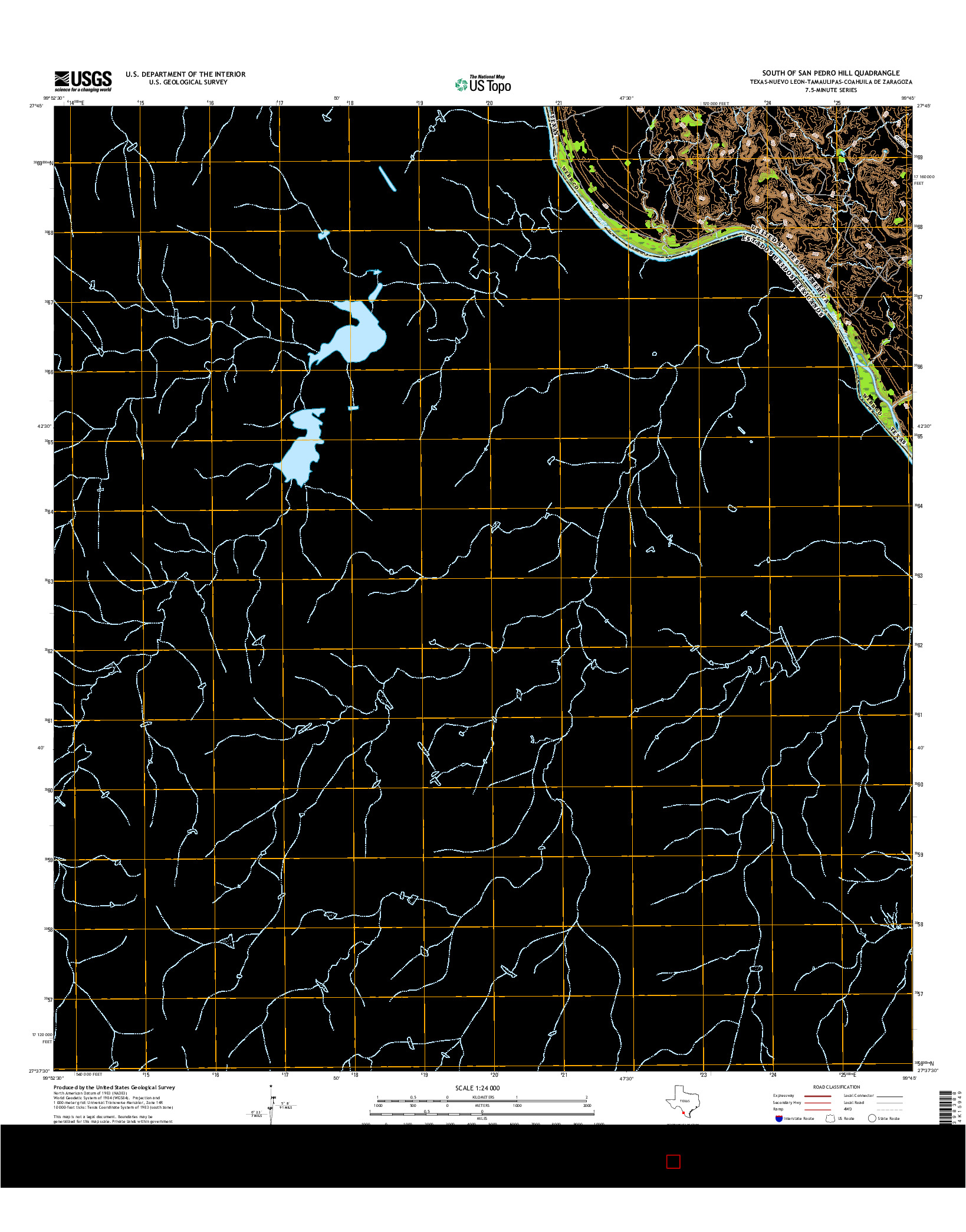 USGS US TOPO 7.5-MINUTE MAP FOR SOUTH OF SAN PEDRO HILL, TX-NLE-TAM-COA 2016