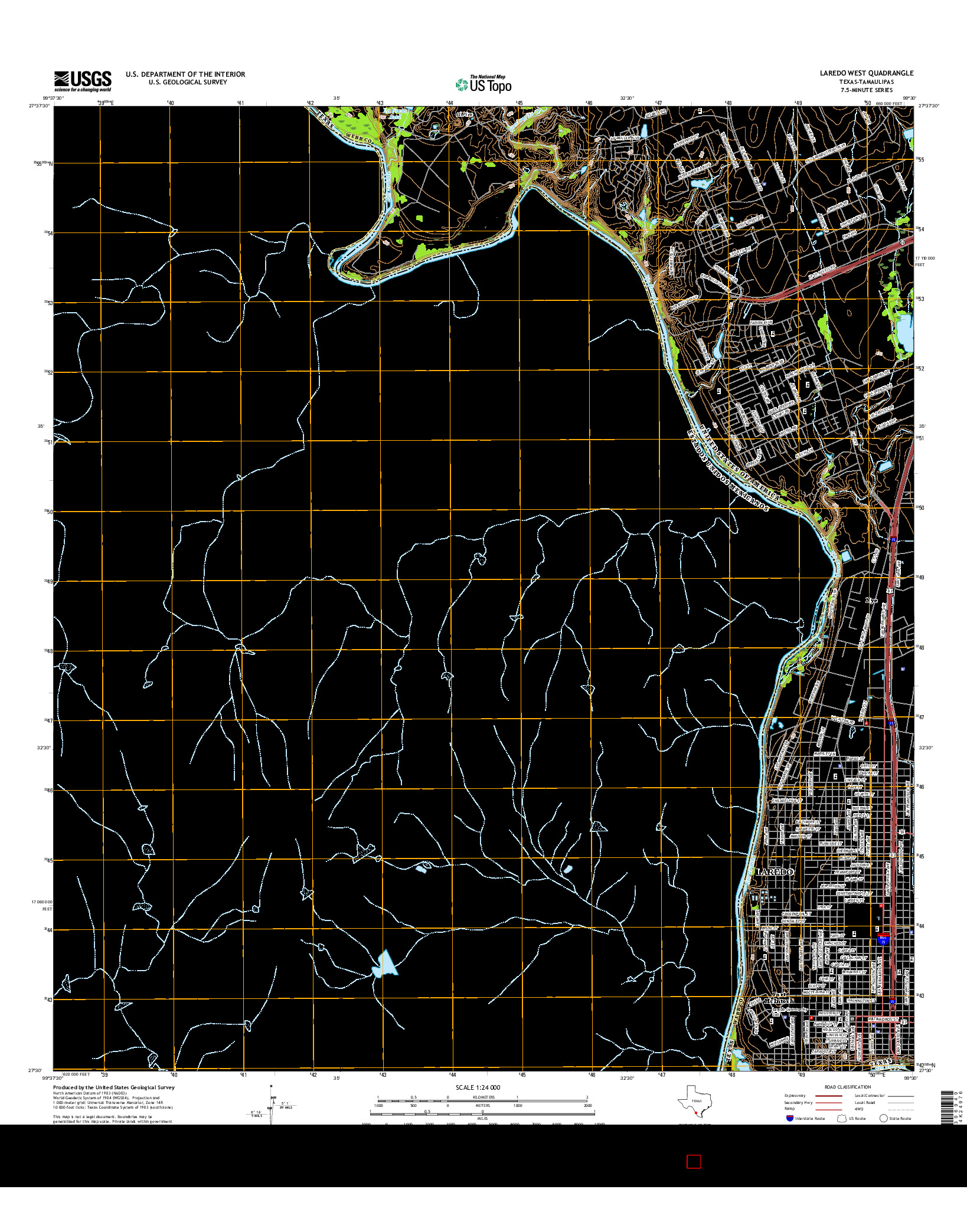 USGS US TOPO 7.5-MINUTE MAP FOR LAREDO WEST, TX-TAM 2016