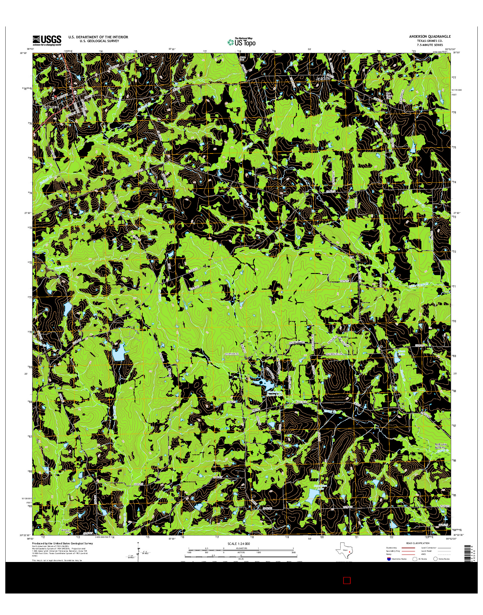 USGS US TOPO 7.5-MINUTE MAP FOR ANDERSON, TX 2016