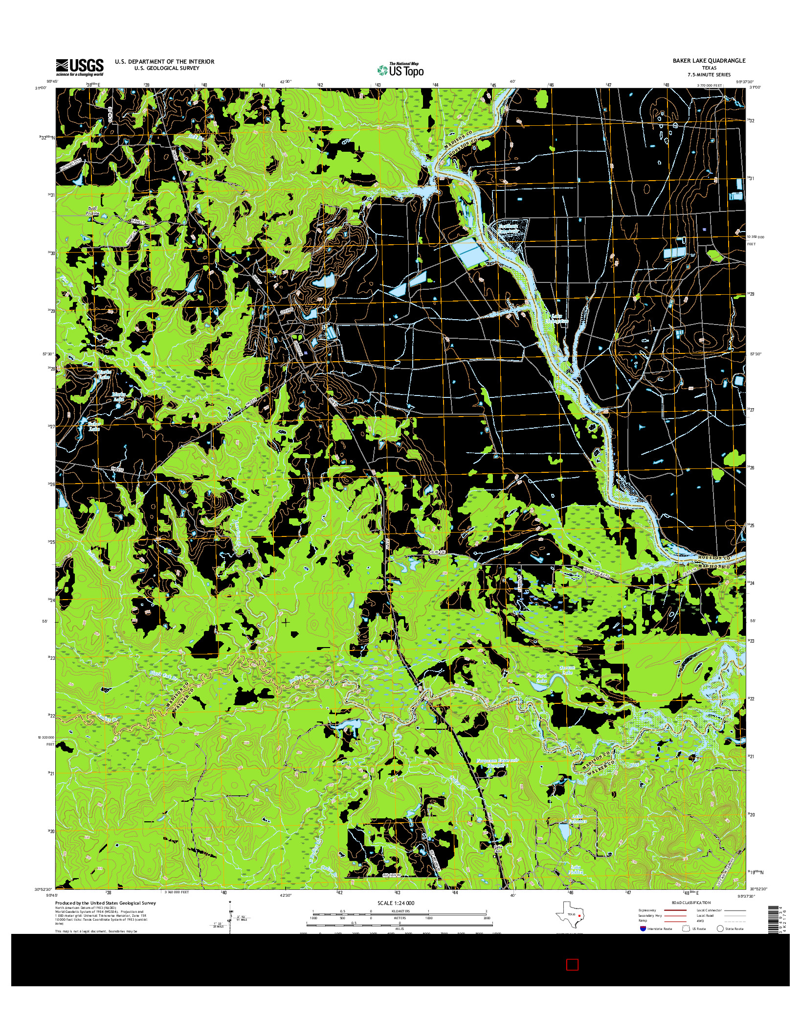 USGS US TOPO 7.5-MINUTE MAP FOR BAKER LAKE, TX 2016