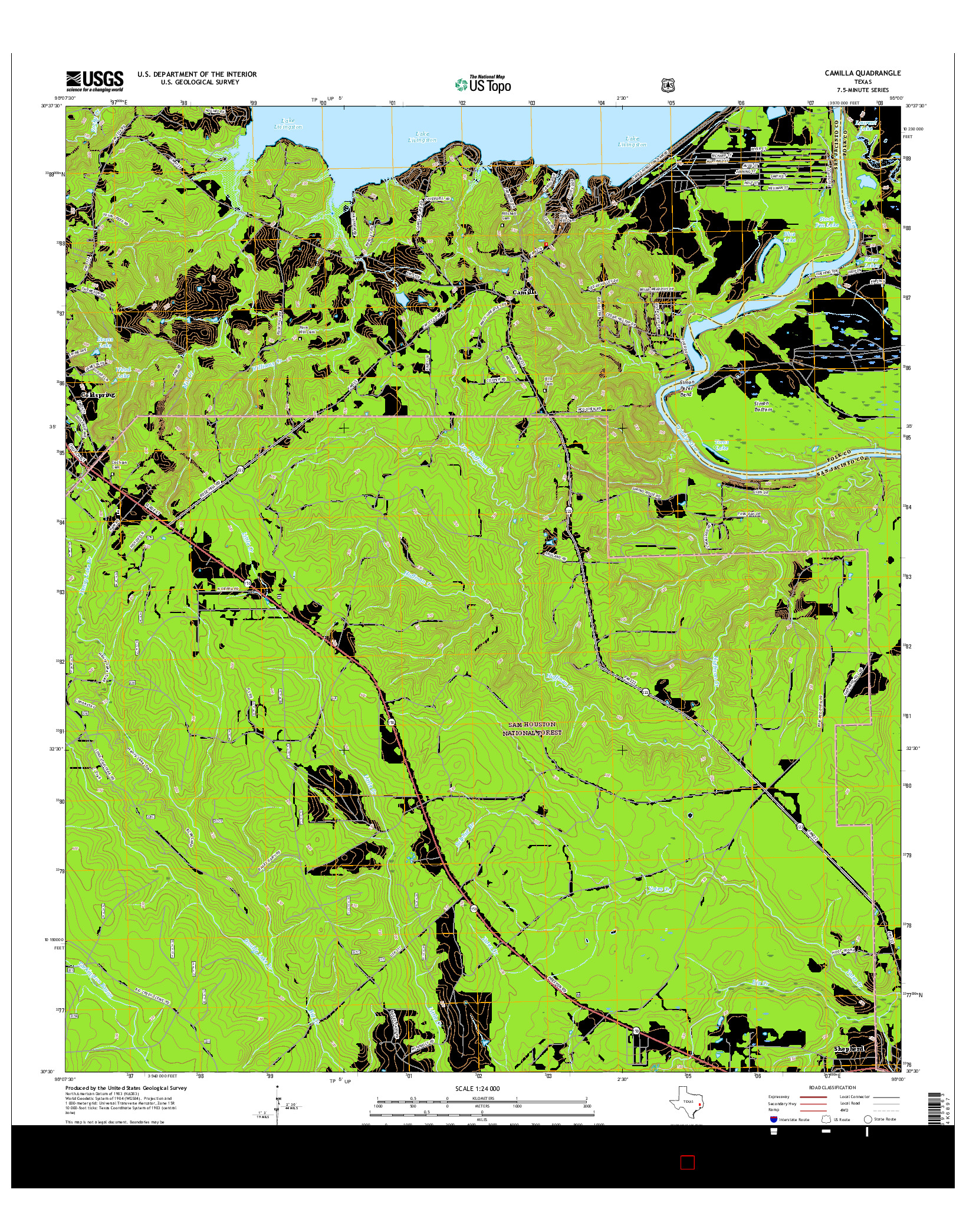 USGS US TOPO 7.5-MINUTE MAP FOR CAMILLA, TX 2016