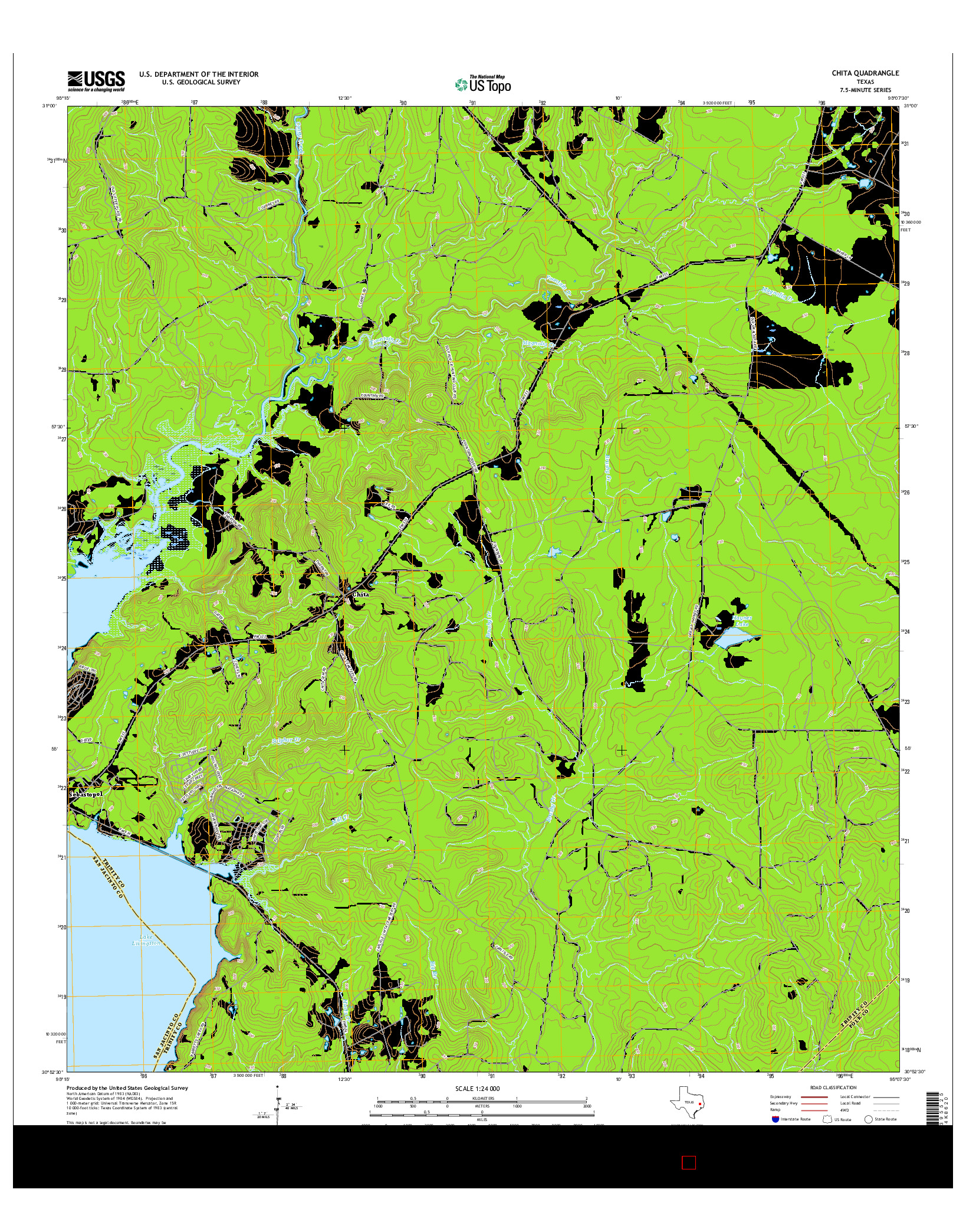 USGS US TOPO 7.5-MINUTE MAP FOR CHITA, TX 2016