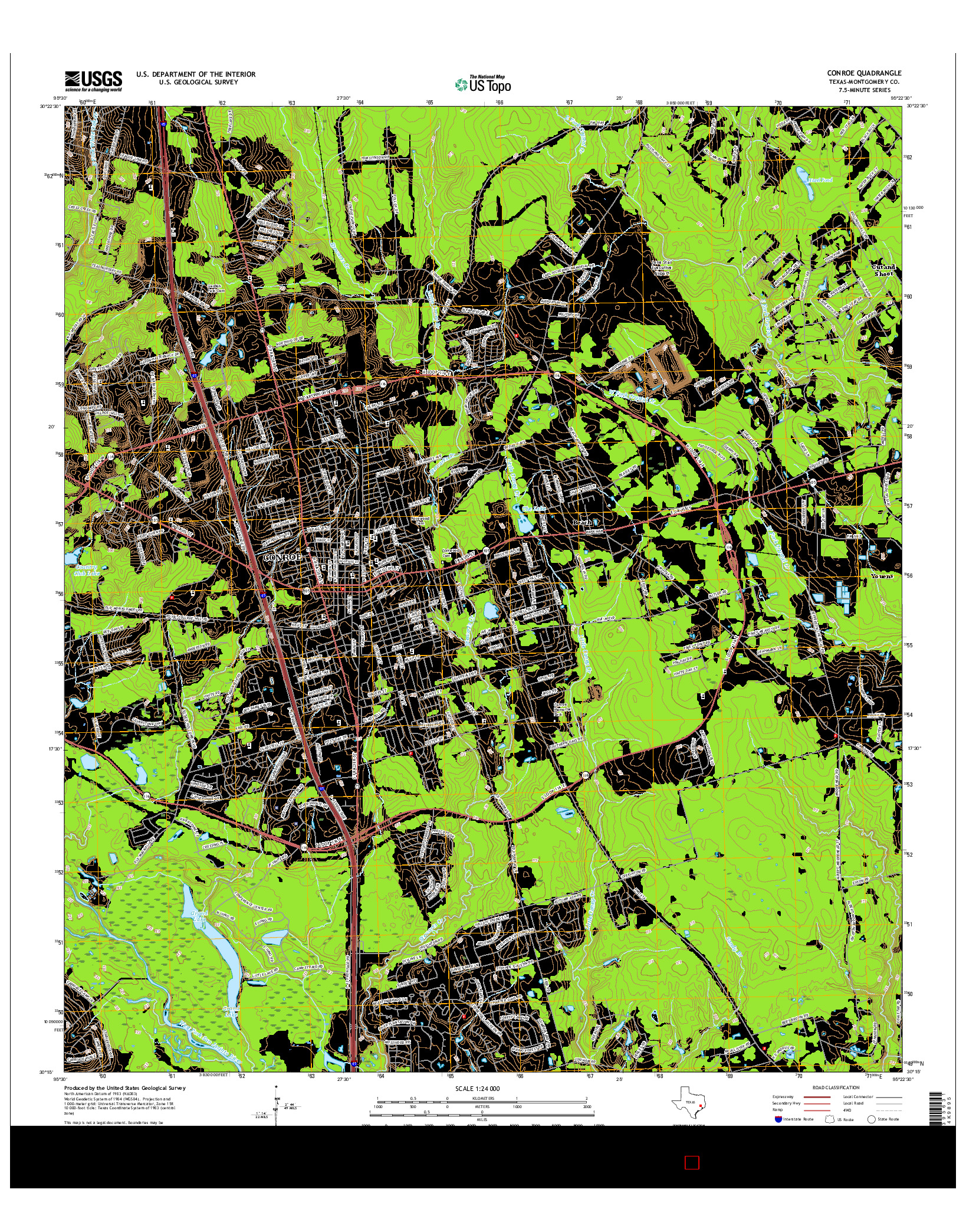 USGS US TOPO 7.5-MINUTE MAP FOR CONROE, TX 2016