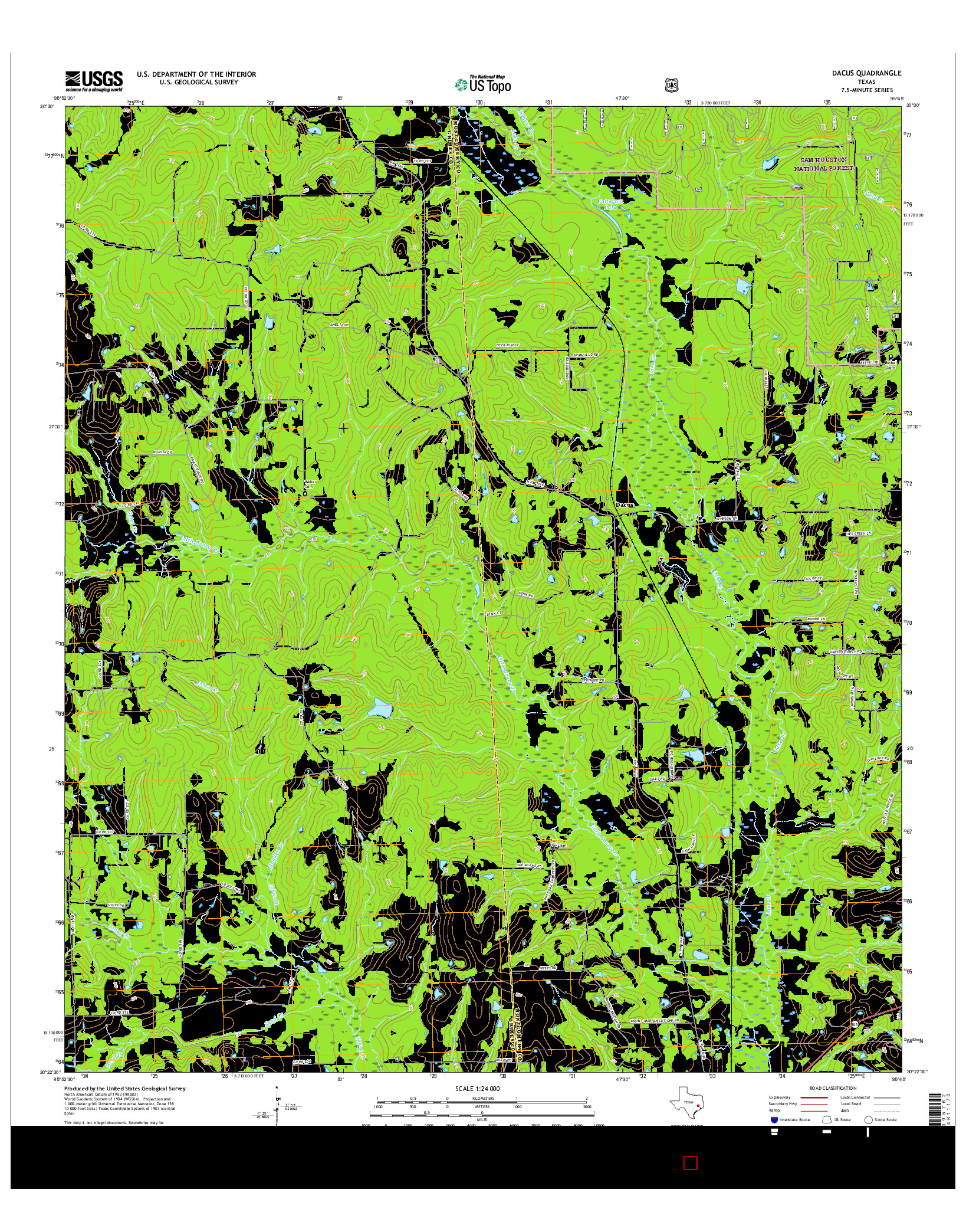 USGS US TOPO 7.5-MINUTE MAP FOR DACUS, TX 2016