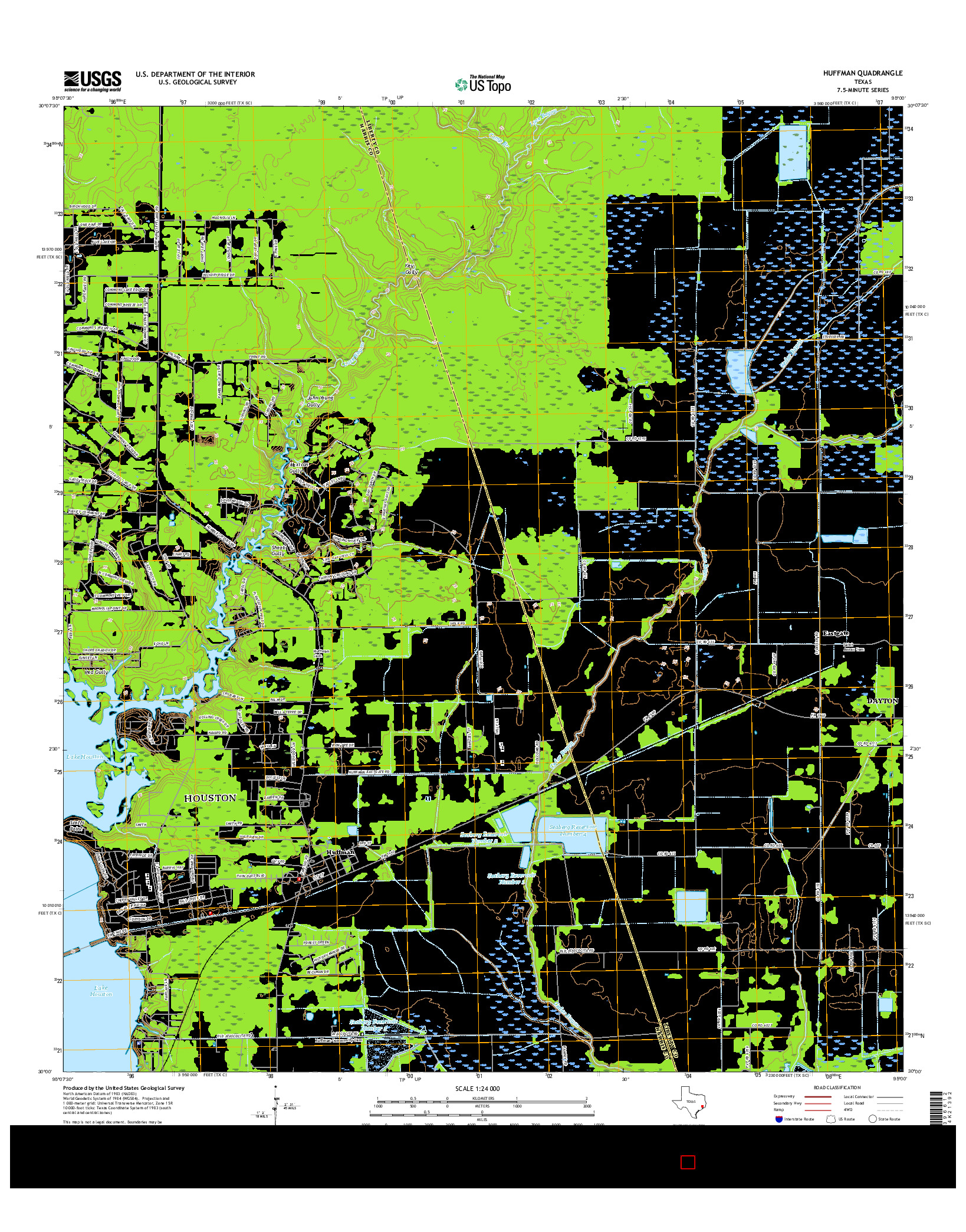 USGS US TOPO 7.5-MINUTE MAP FOR HUFFMAN, TX 2016