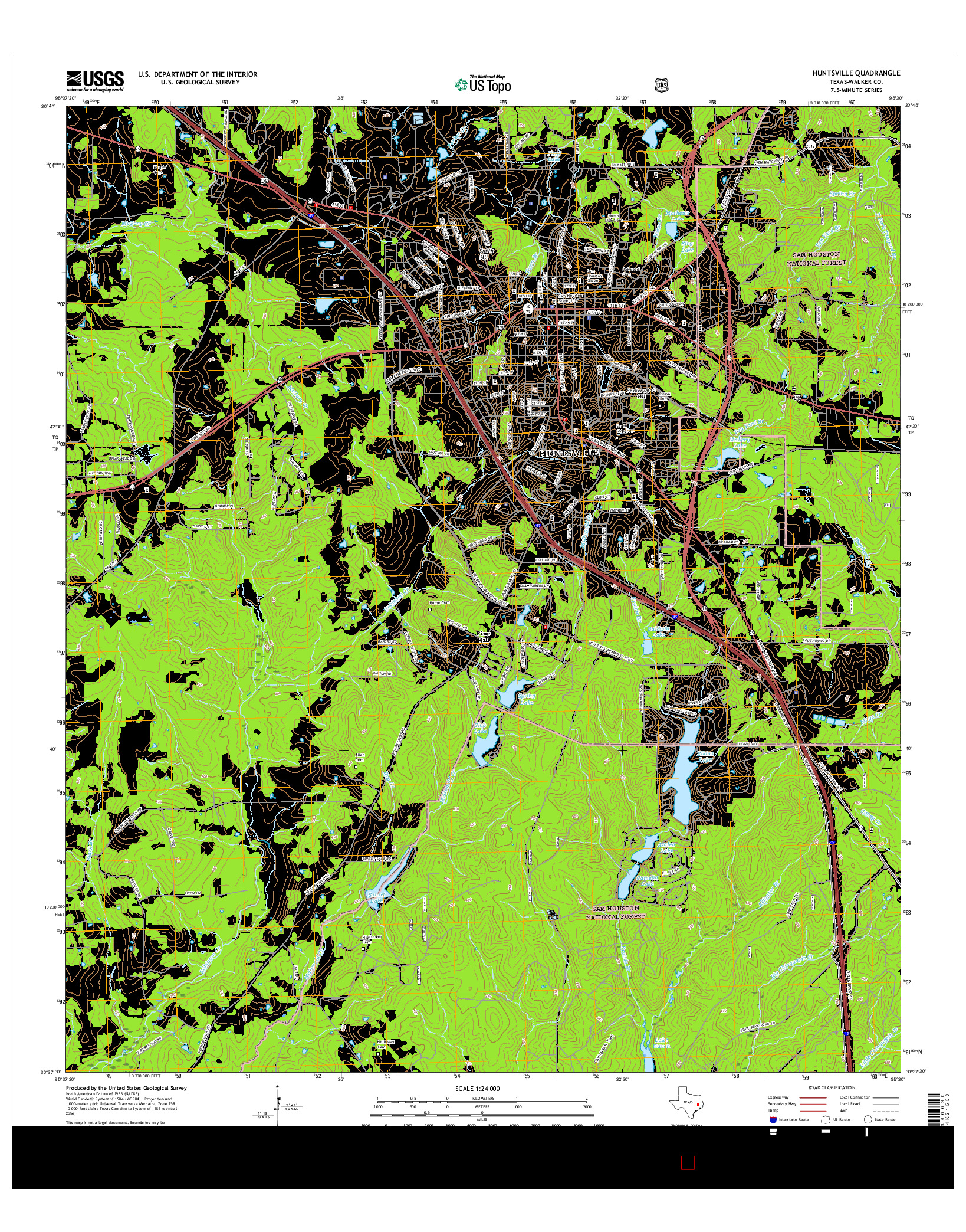 USGS US TOPO 7.5-MINUTE MAP FOR HUNTSVILLE, TX 2016