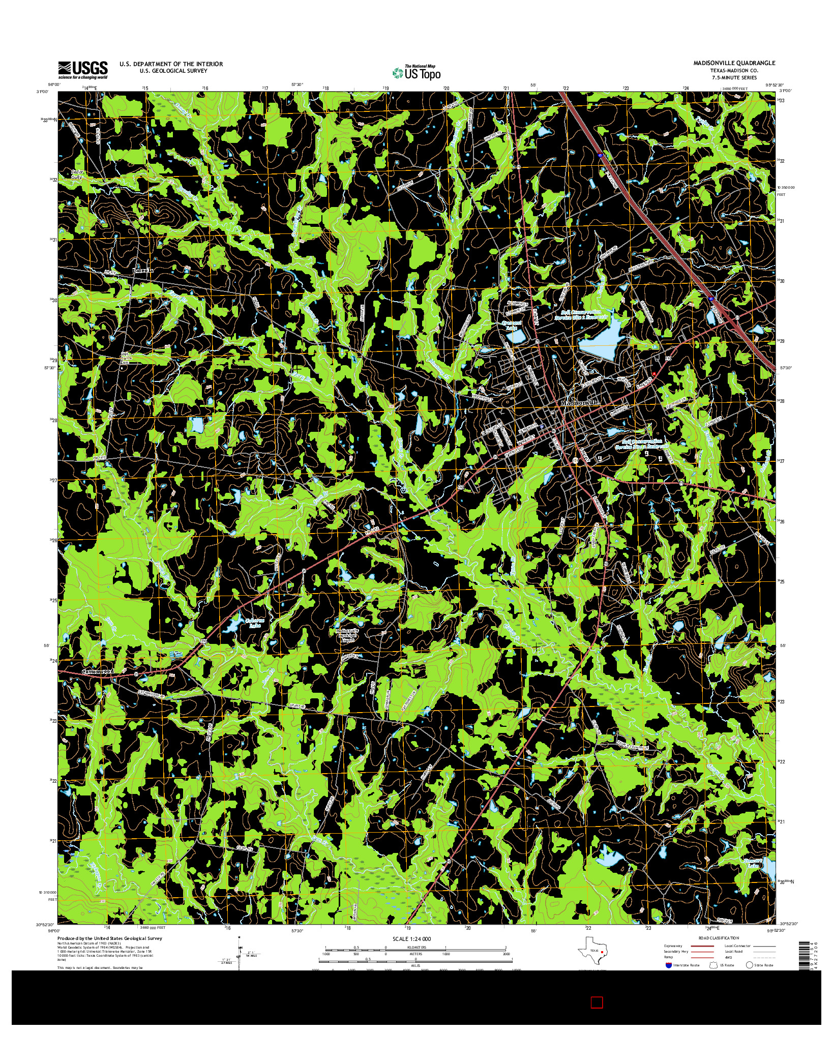 USGS US TOPO 7.5-MINUTE MAP FOR MADISONVILLE, TX 2016