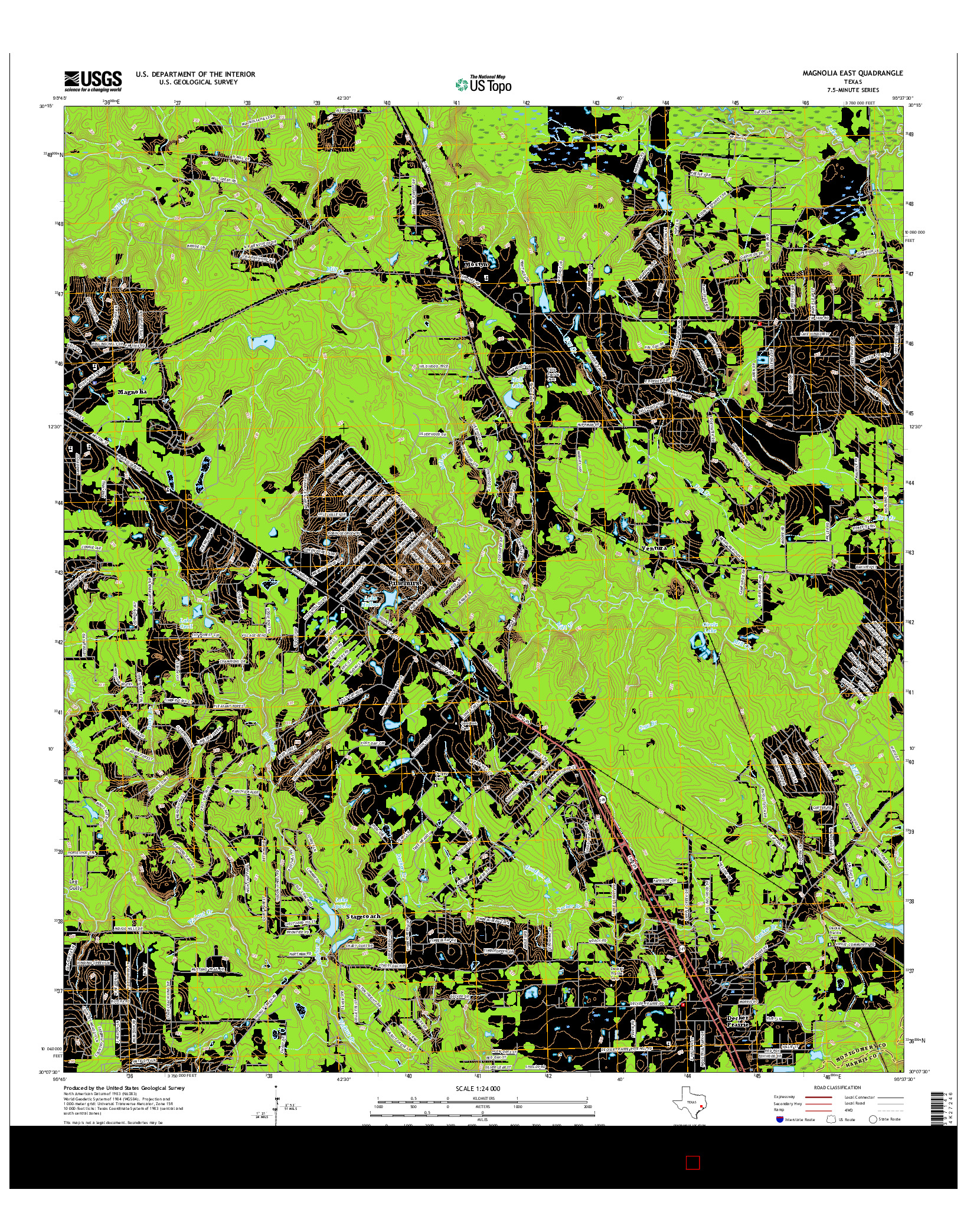USGS US TOPO 7.5-MINUTE MAP FOR MAGNOLIA EAST, TX 2016