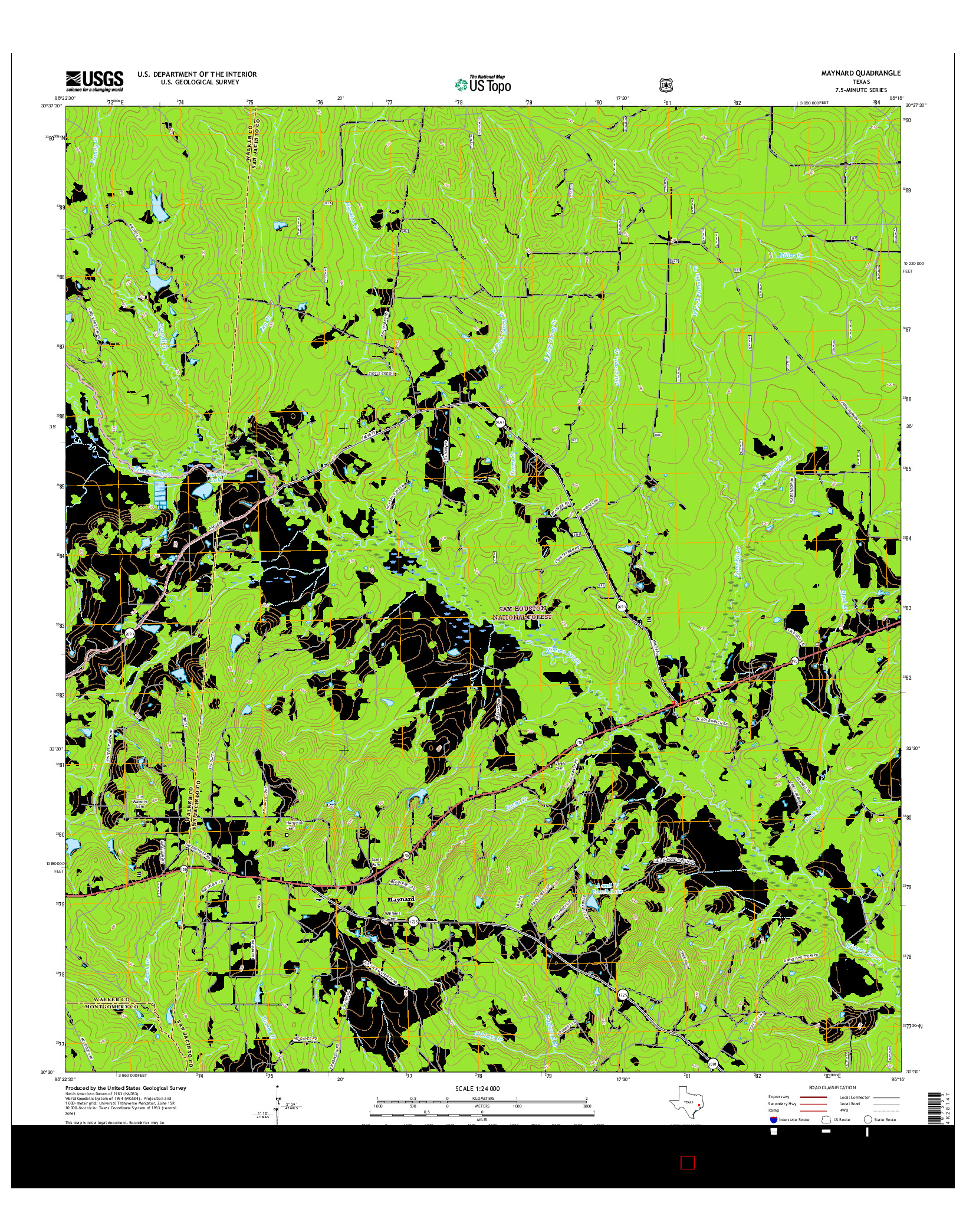 USGS US TOPO 7.5-MINUTE MAP FOR MAYNARD, TX 2016