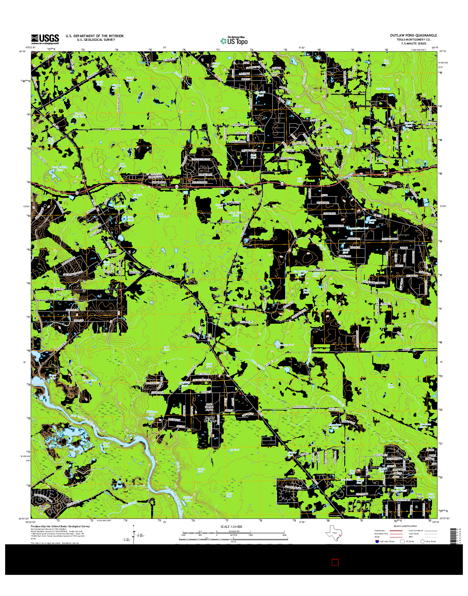 USGS US TOPO 7.5-MINUTE MAP FOR OUTLAW POND, TX 2016