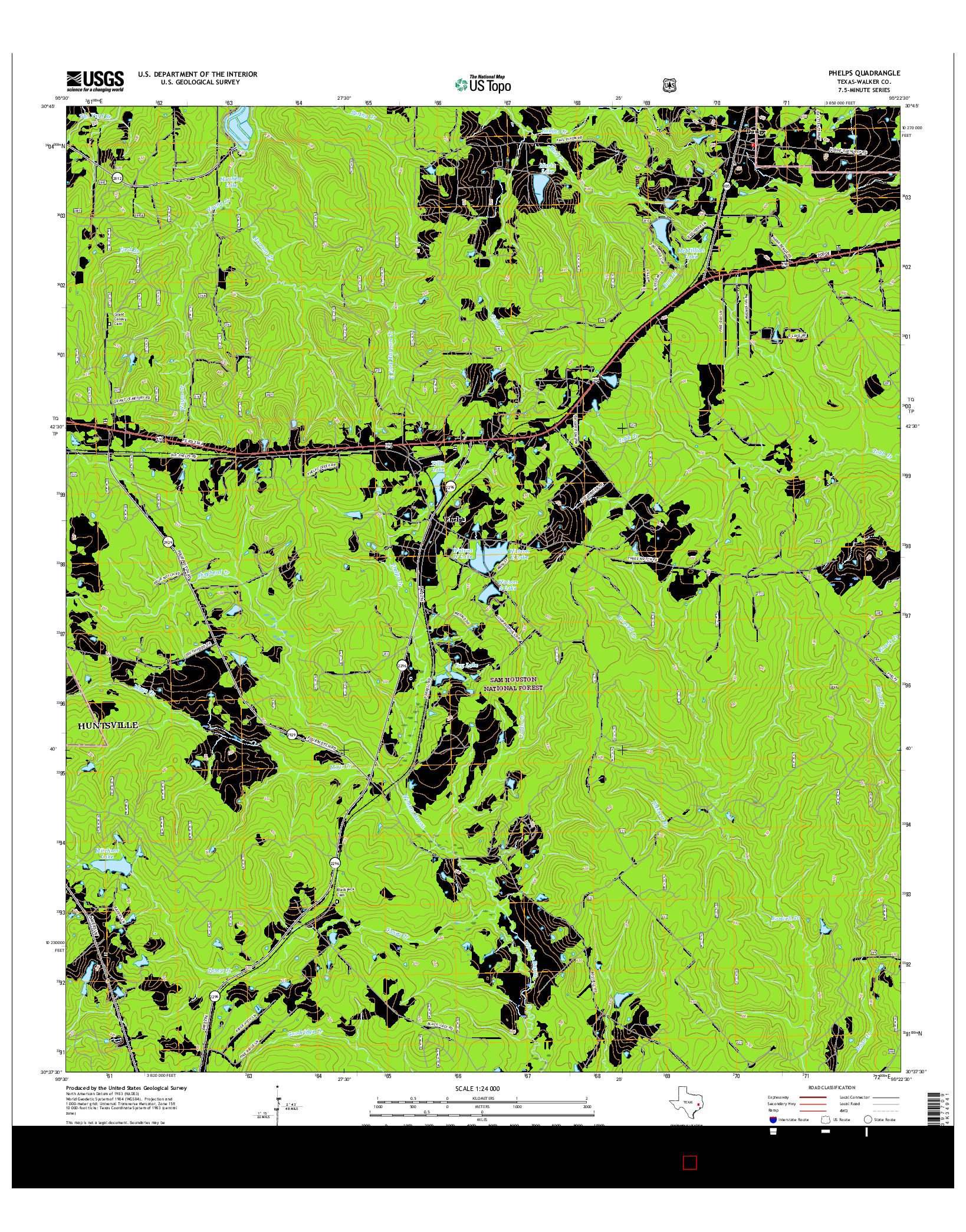 USGS US TOPO 7.5-MINUTE MAP FOR PHELPS, TX 2016