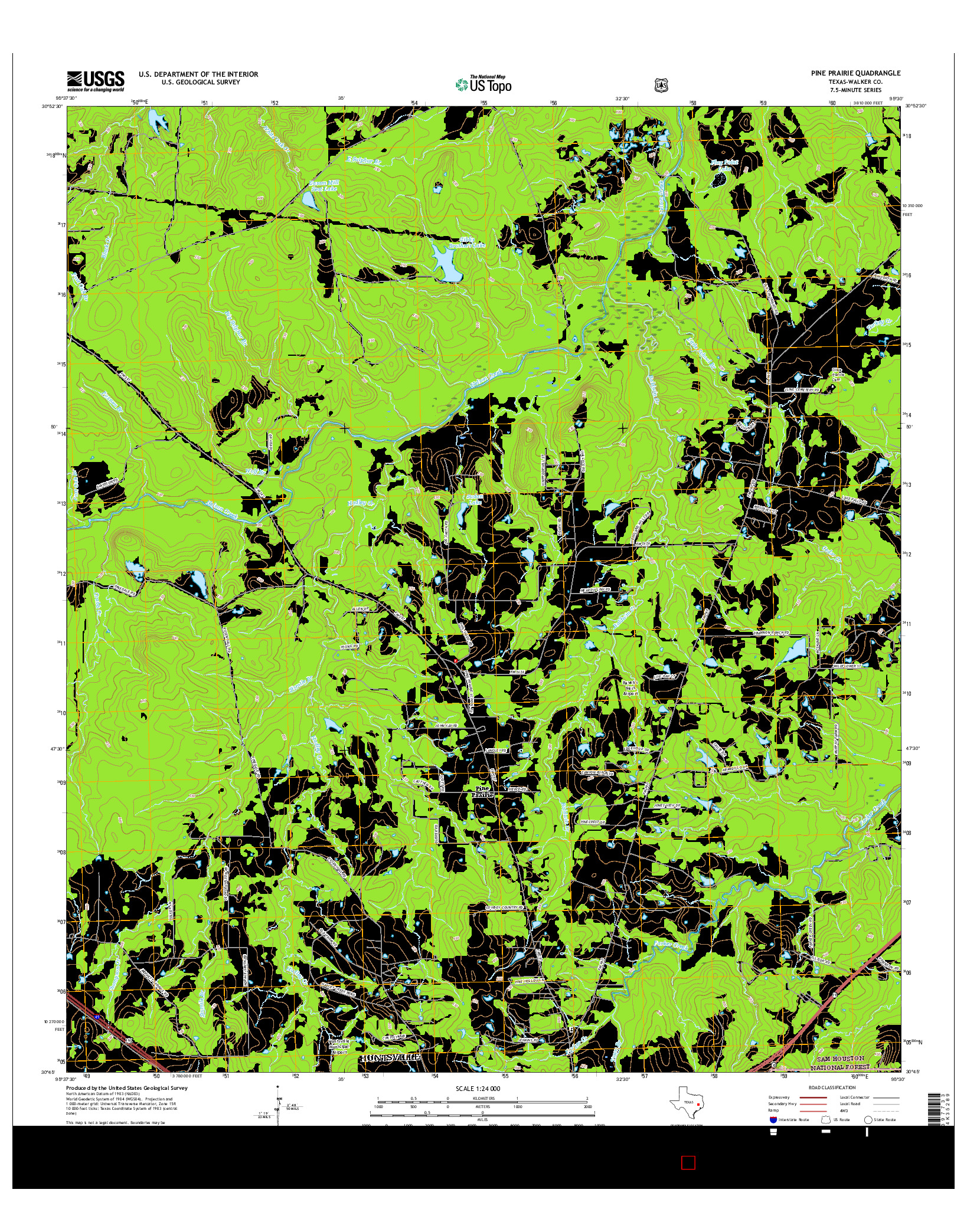 USGS US TOPO 7.5-MINUTE MAP FOR PINE PRAIRIE, TX 2016