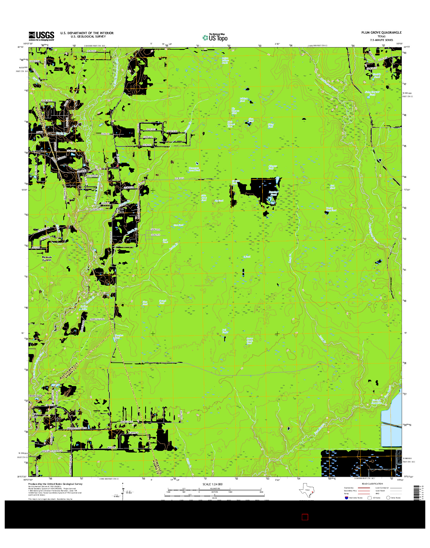 USGS US TOPO 7.5-MINUTE MAP FOR PLUM GROVE, TX 2016