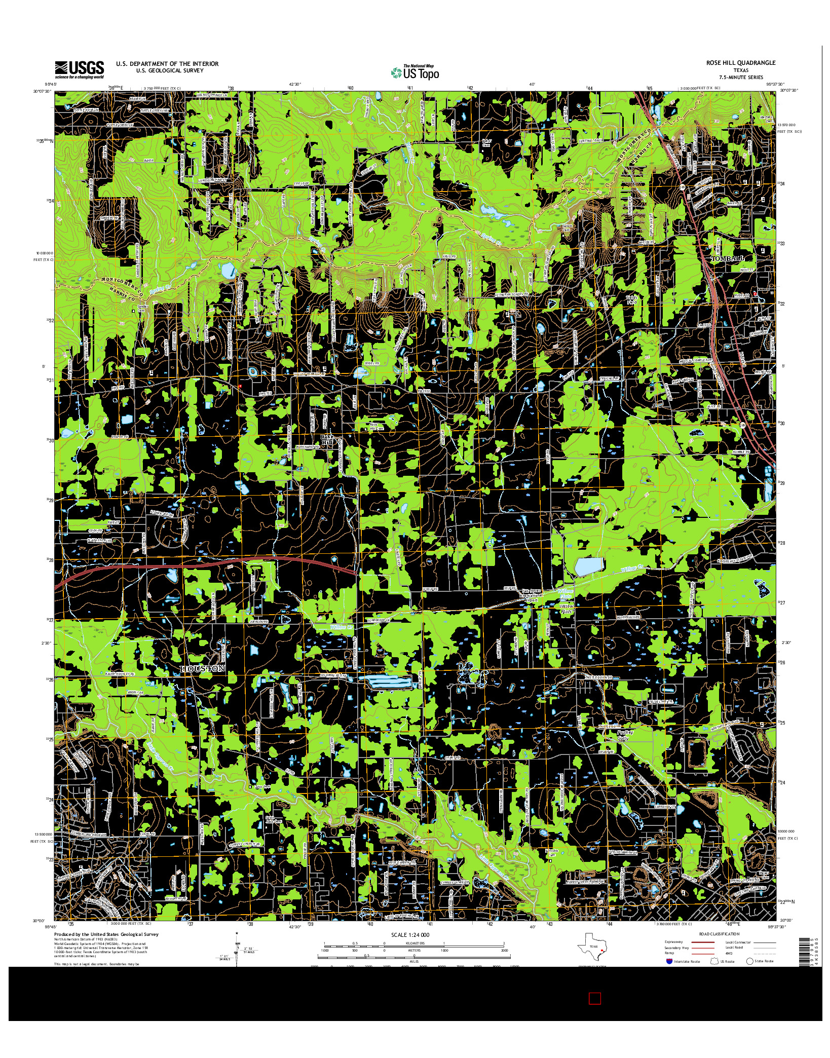 USGS US TOPO 7.5-MINUTE MAP FOR ROSE HILL, TX 2016