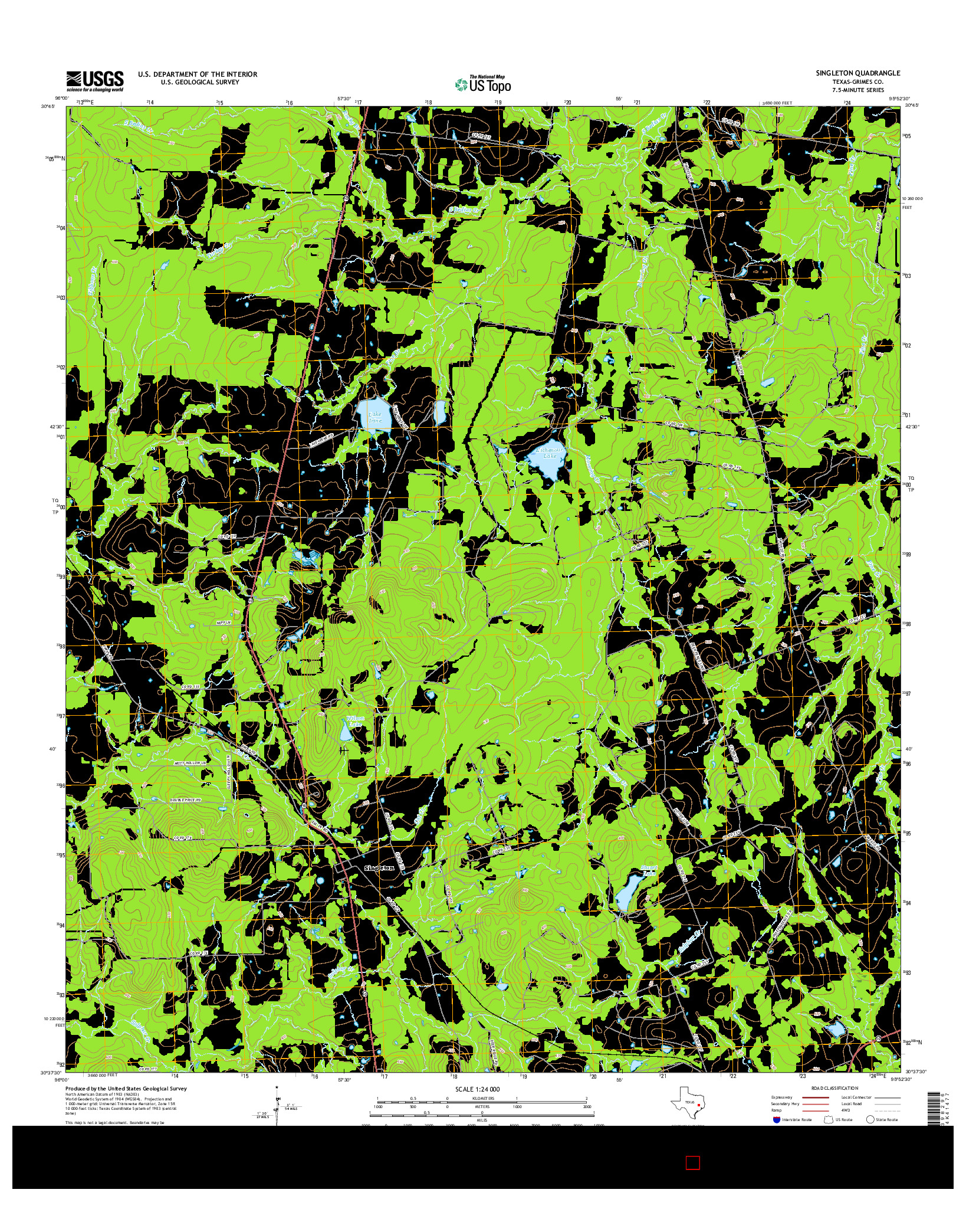 USGS US TOPO 7.5-MINUTE MAP FOR SINGLETON, TX 2016