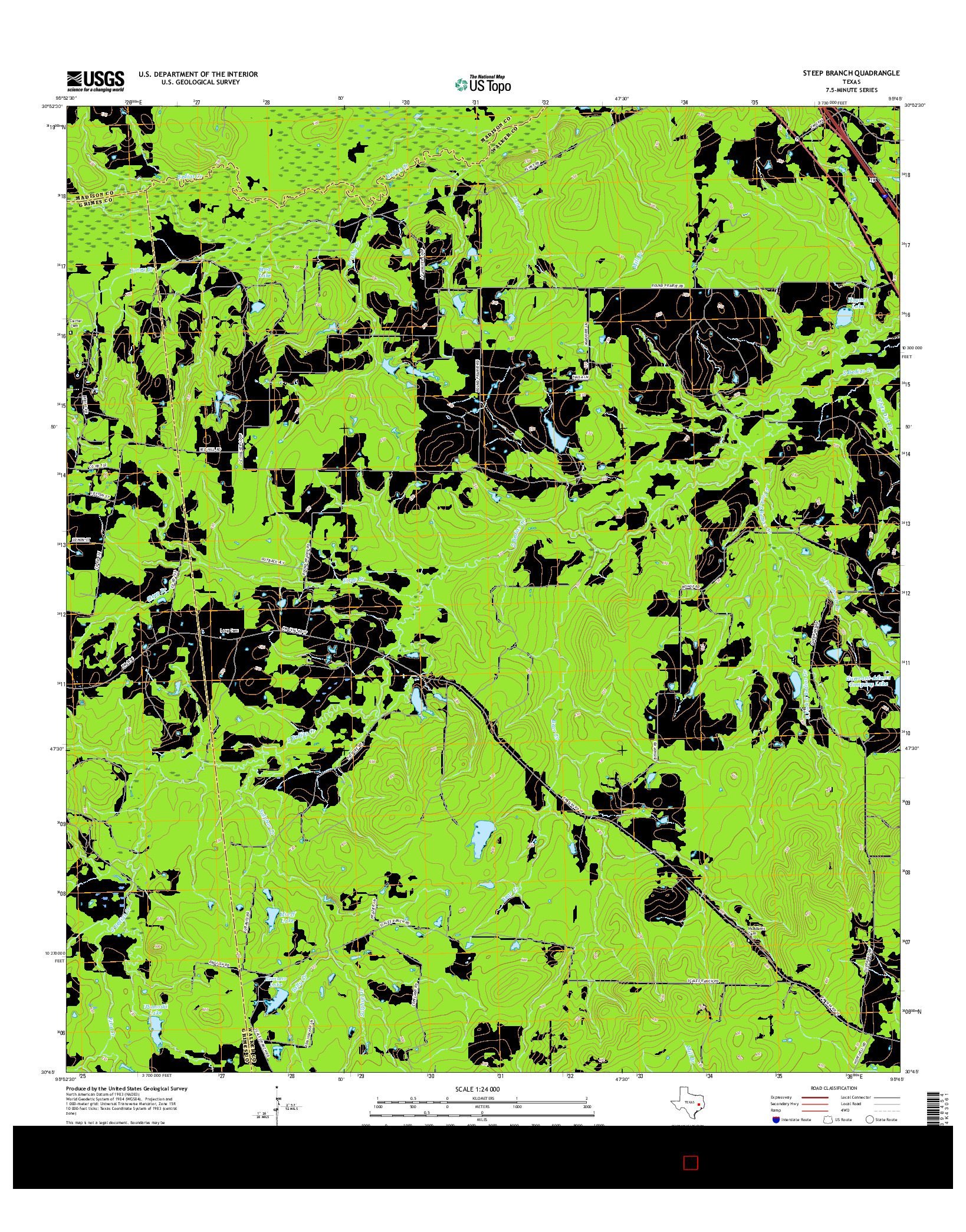 USGS US TOPO 7.5-MINUTE MAP FOR STEEP BRANCH, TX 2016