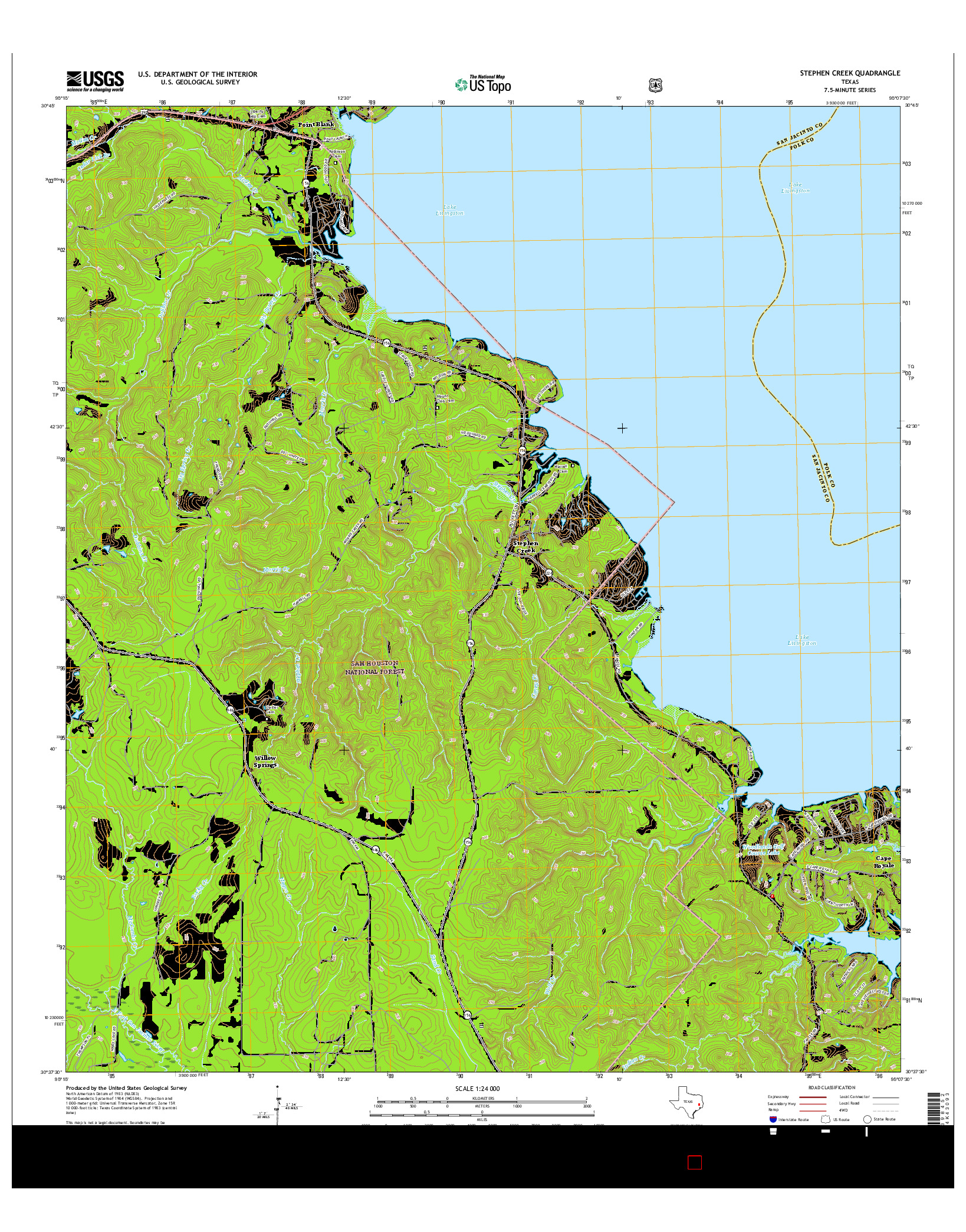 USGS US TOPO 7.5-MINUTE MAP FOR STEPHEN CREEK, TX 2016