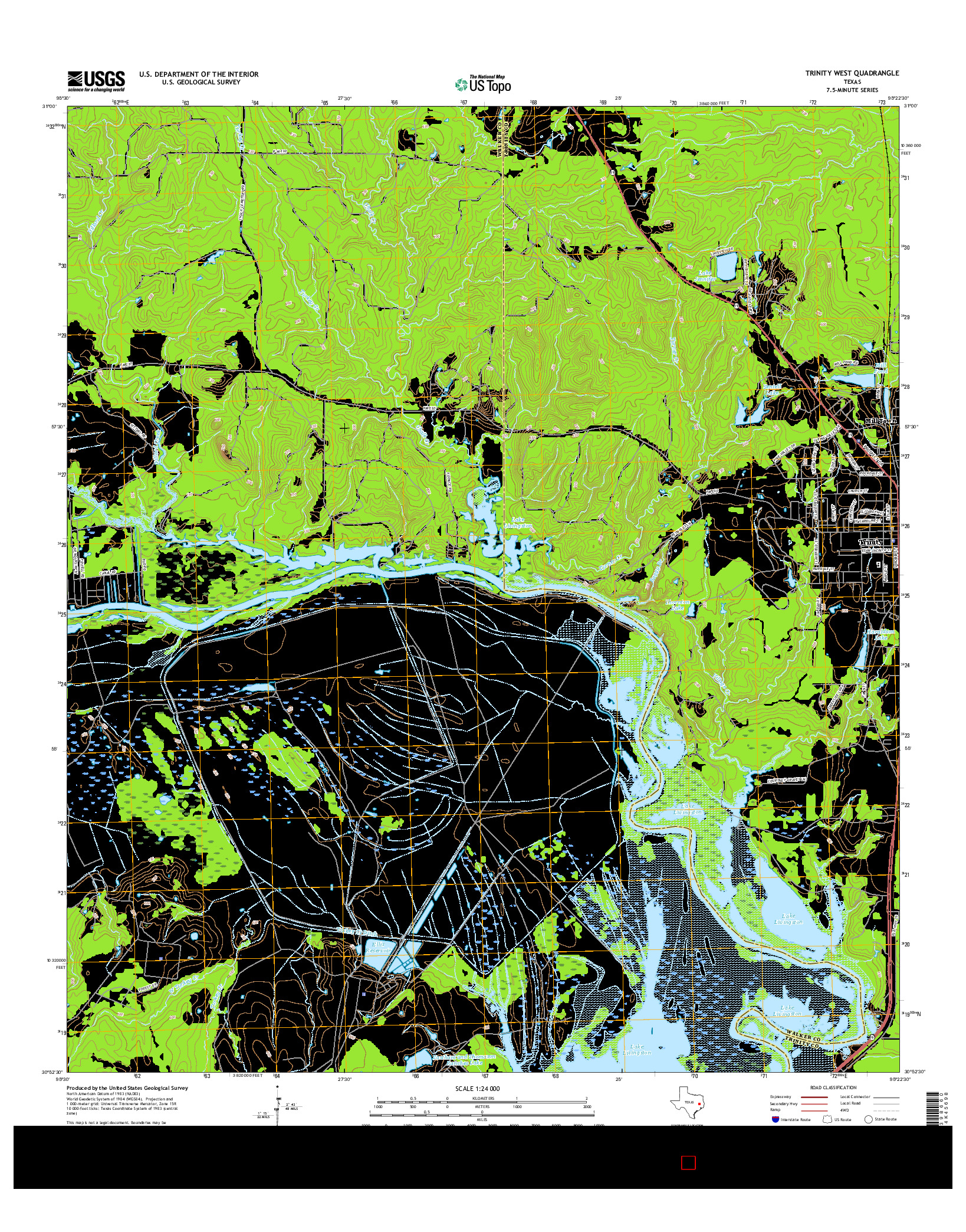 USGS US TOPO 7.5-MINUTE MAP FOR TRINITY WEST, TX 2016