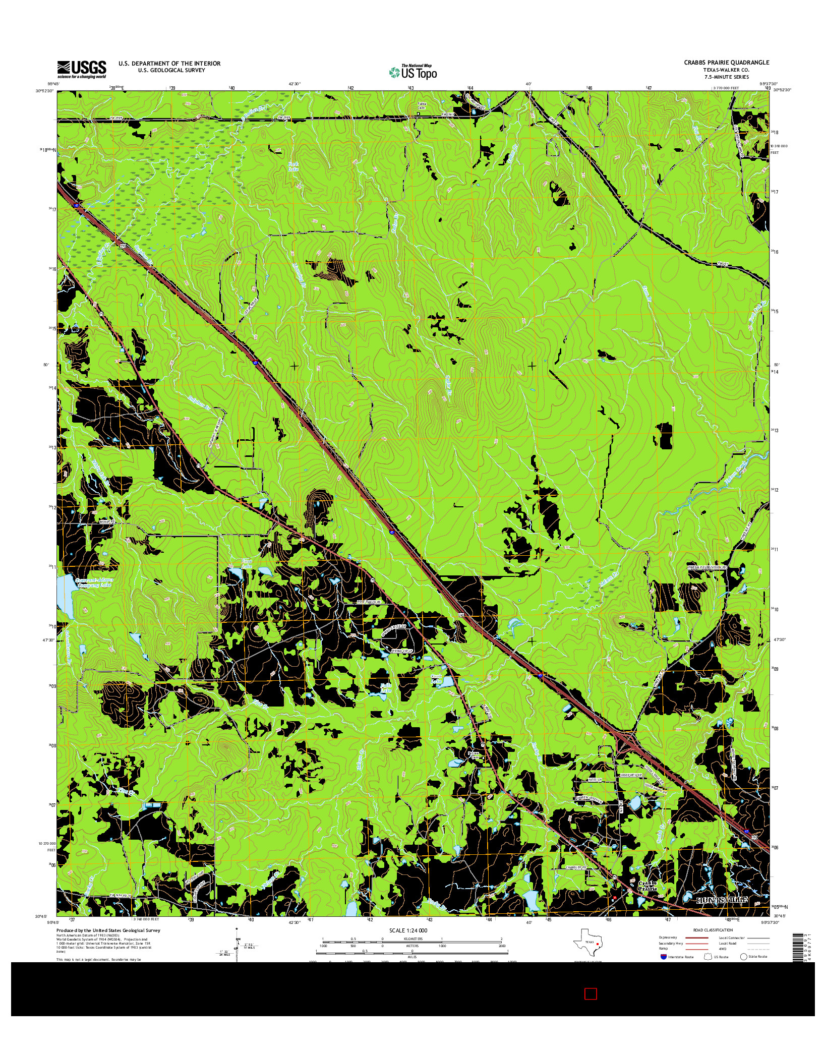 USGS US TOPO 7.5-MINUTE MAP FOR CRABBS PRAIRIE, TX 2016