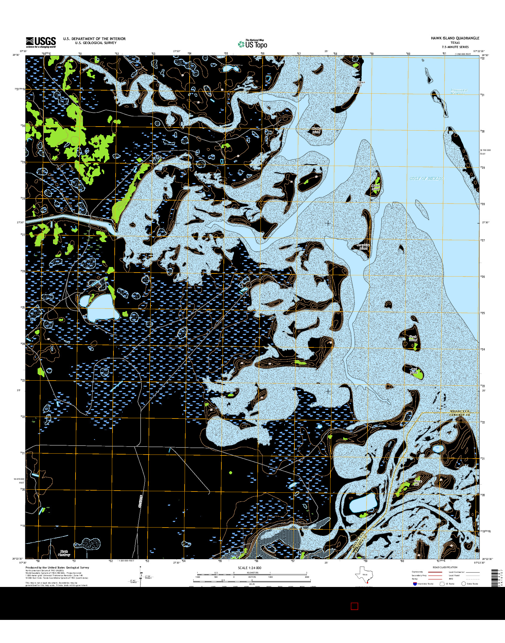 USGS US TOPO 7.5-MINUTE MAP FOR HAWK ISLAND, TX 2016