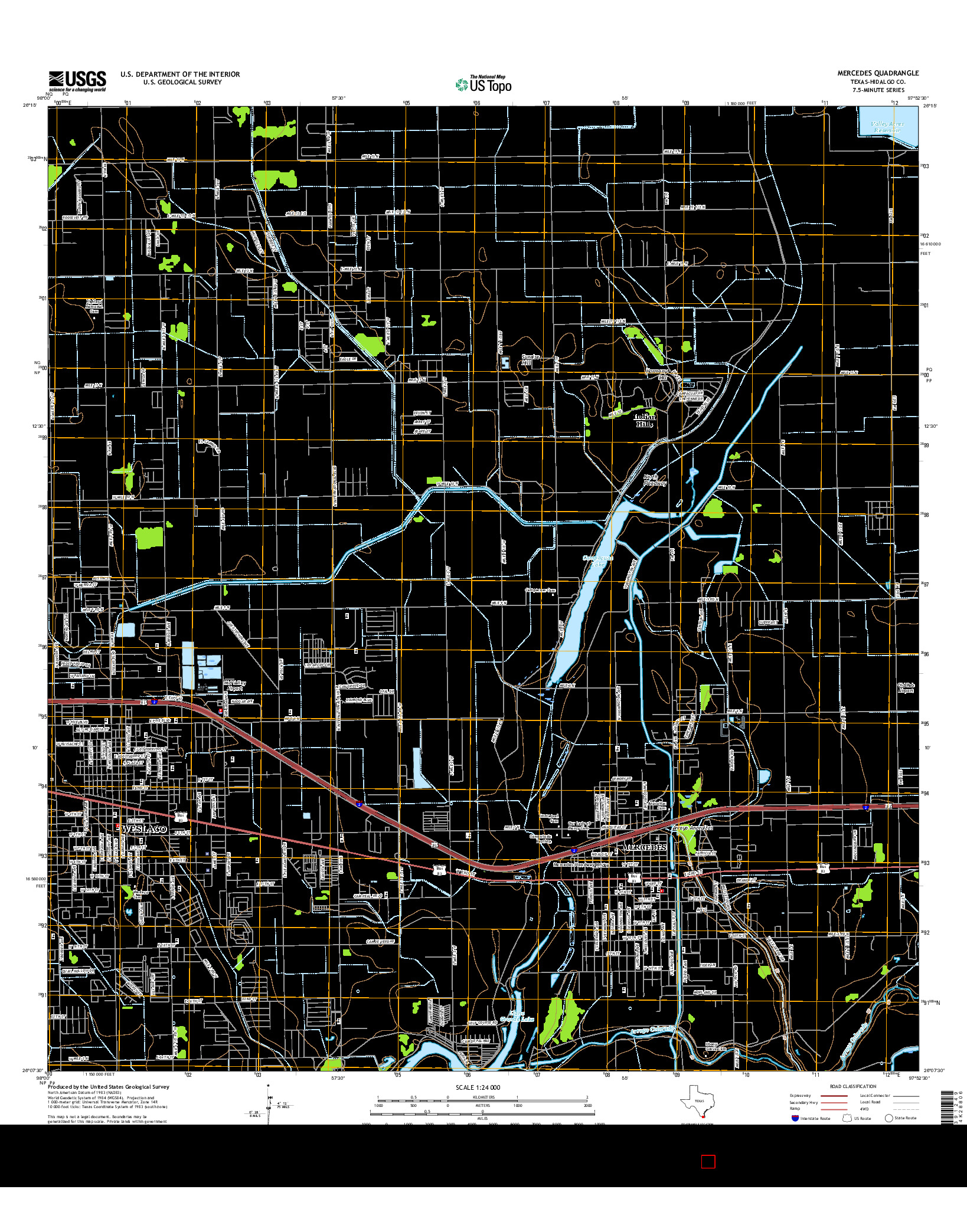 USGS US TOPO 7.5-MINUTE MAP FOR MERCEDES, TX 2016