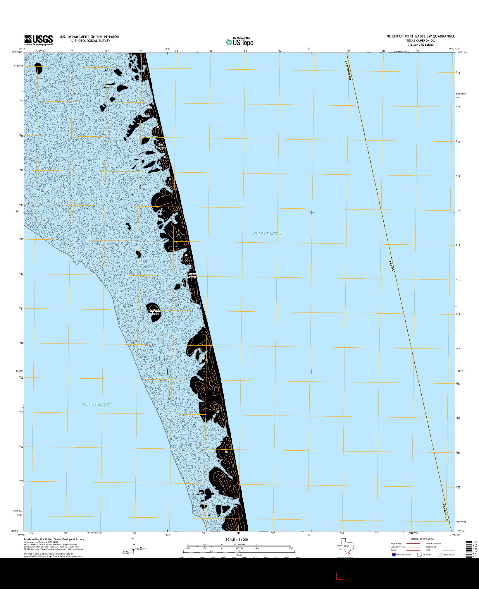 USGS US TOPO 7.5-MINUTE MAP FOR NORTH OF PORT ISABEL SW, TX 2016