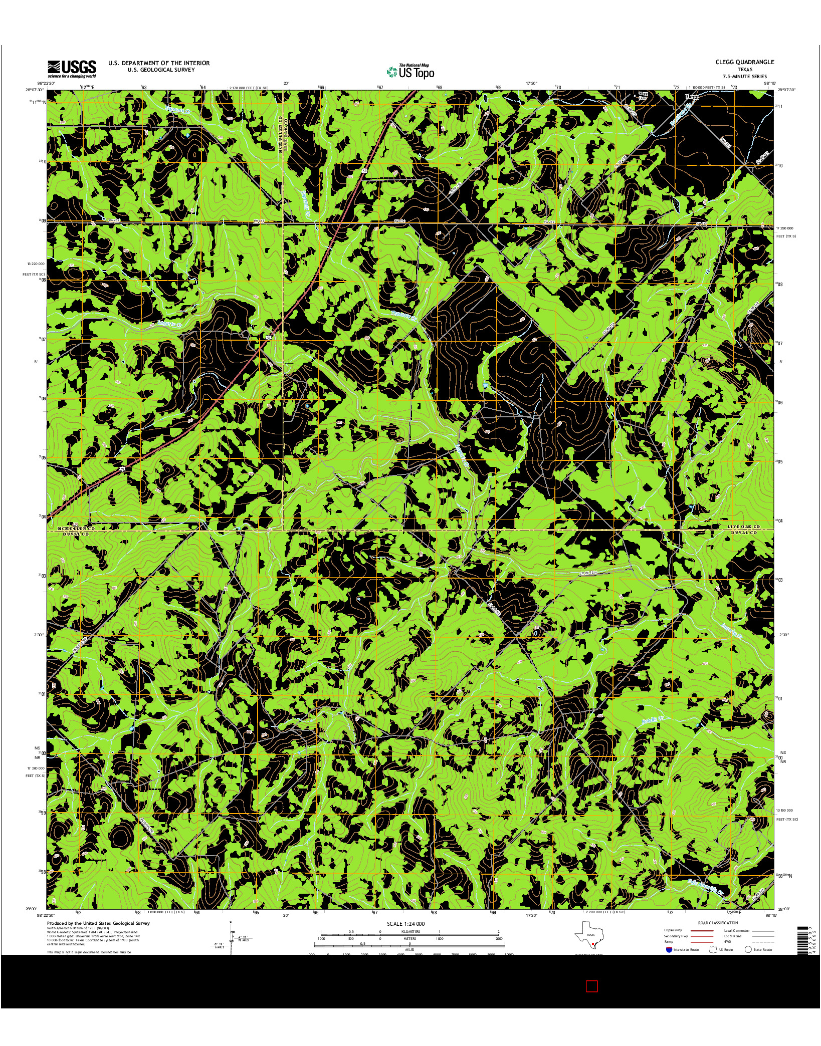 USGS US TOPO 7.5-MINUTE MAP FOR CLEGG, TX 2016