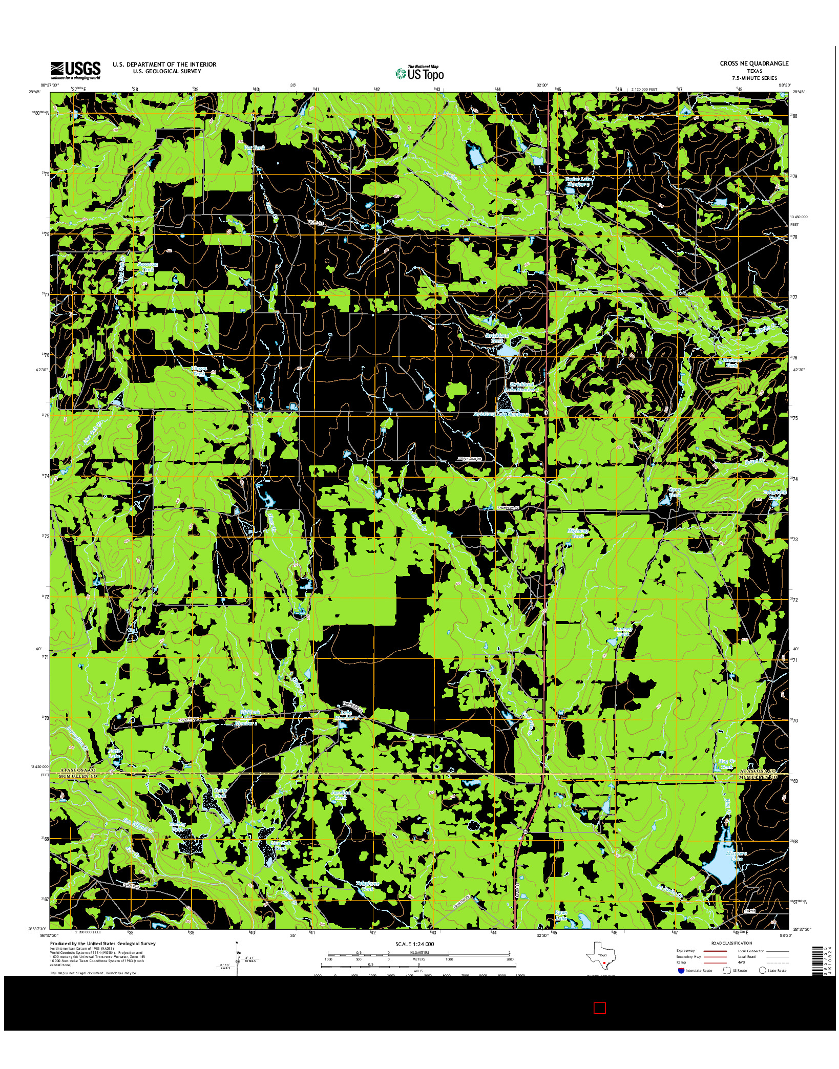 USGS US TOPO 7.5-MINUTE MAP FOR CROSS NE, TX 2016