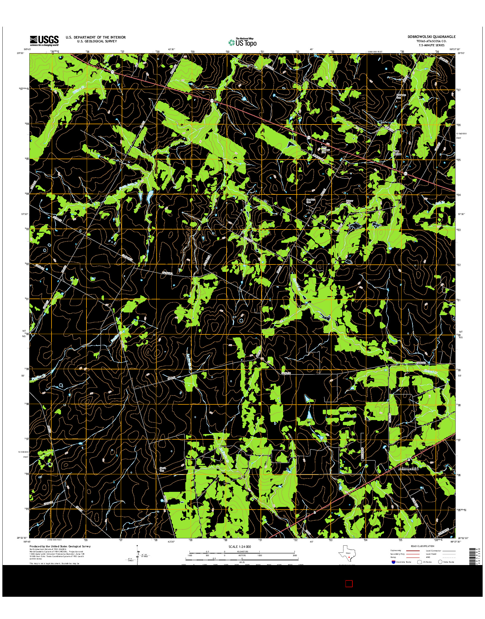 USGS US TOPO 7.5-MINUTE MAP FOR DOBROWOLSKI, TX 2016