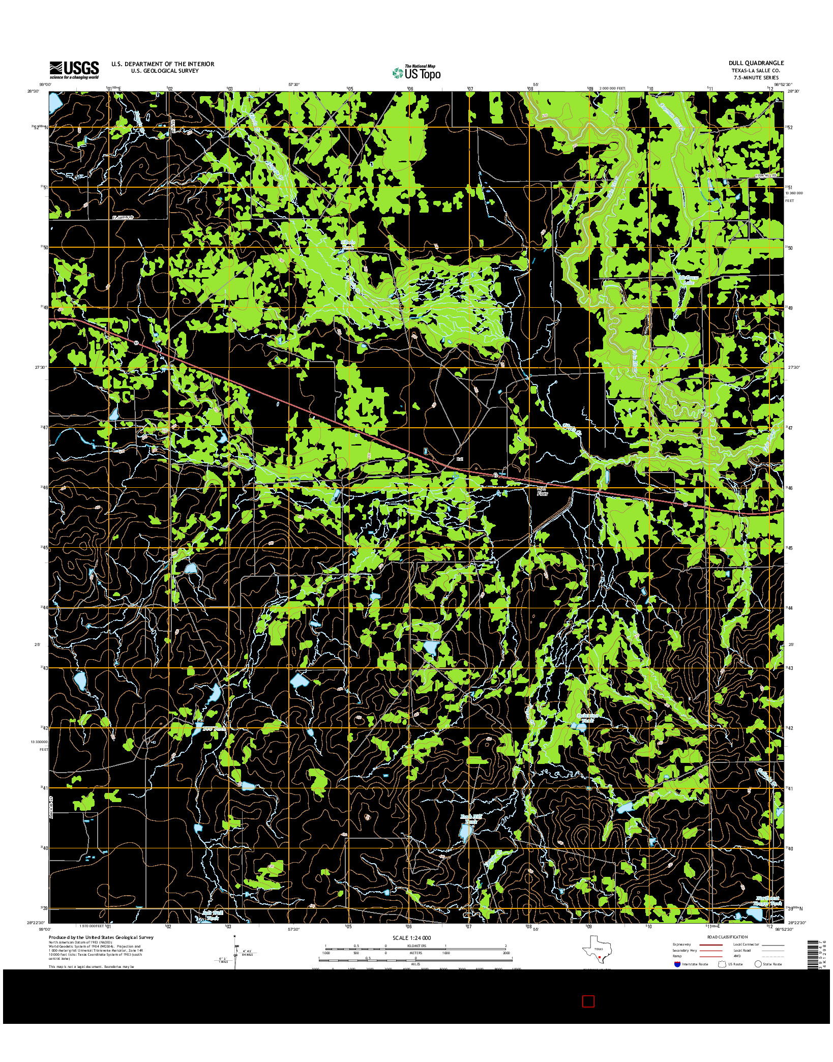 USGS US TOPO 7.5-MINUTE MAP FOR DULL, TX 2016