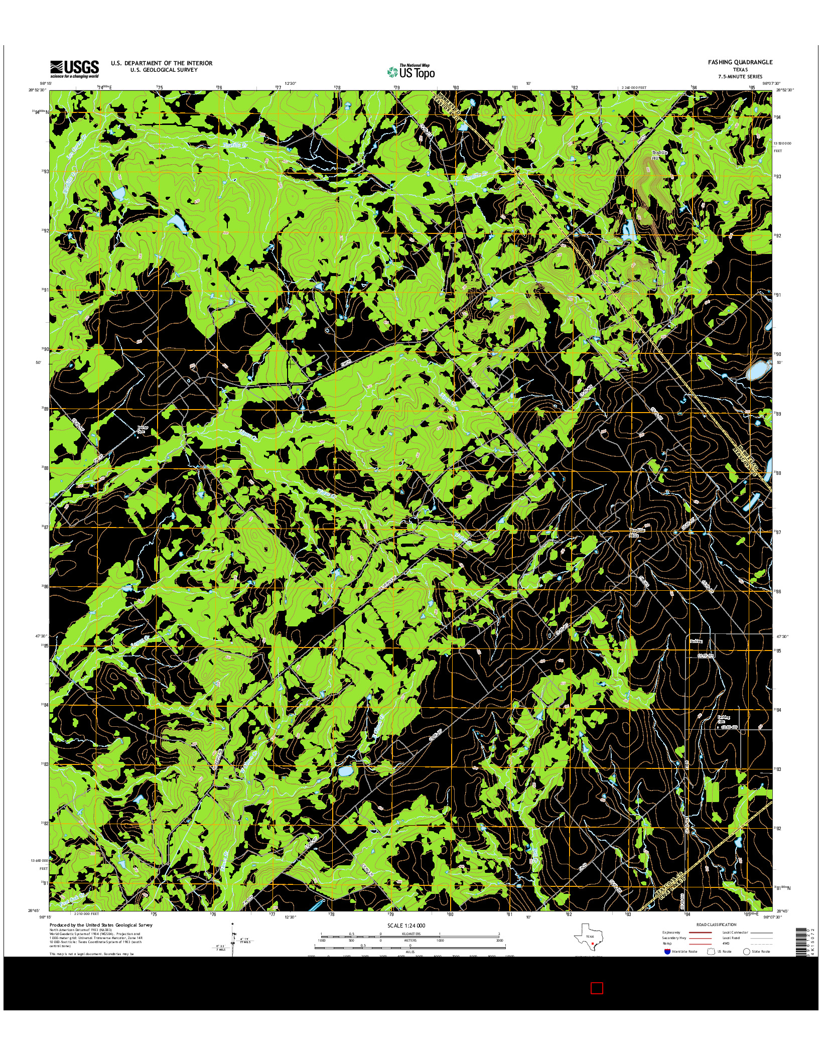 USGS US TOPO 7.5-MINUTE MAP FOR FASHING, TX 2016