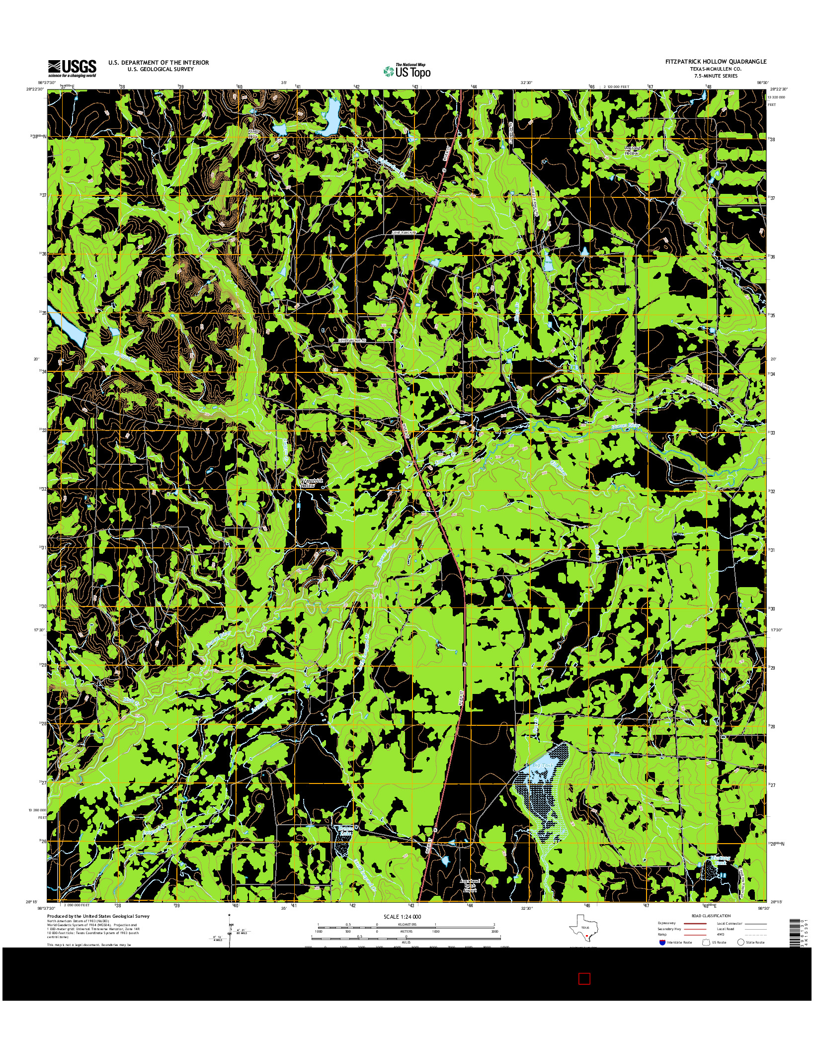 USGS US TOPO 7.5-MINUTE MAP FOR FITZPATRICK HOLLOW, TX 2016