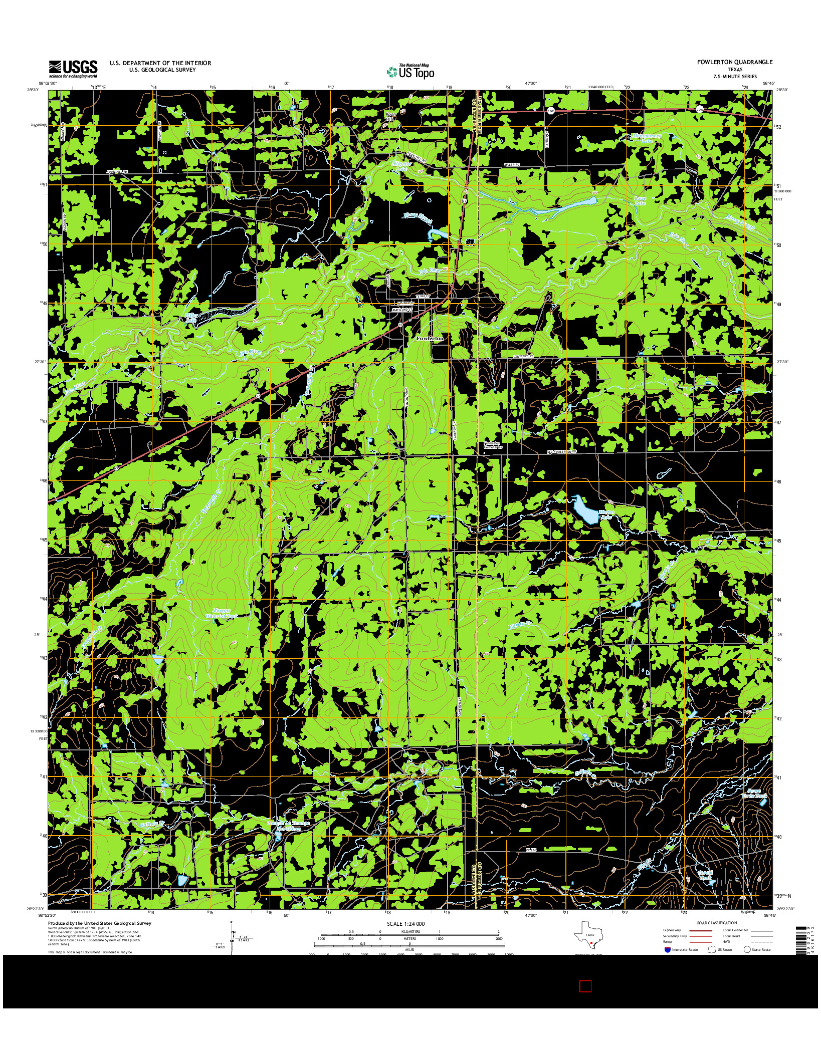 USGS US TOPO 7.5-MINUTE MAP FOR FOWLERTON, TX 2016