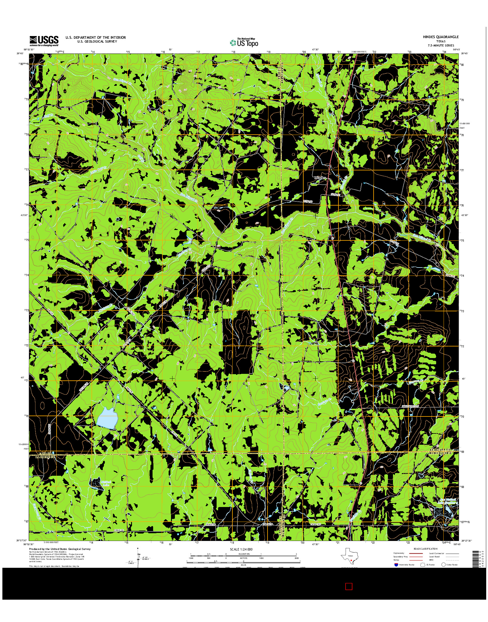 USGS US TOPO 7.5-MINUTE MAP FOR HINDES, TX 2016