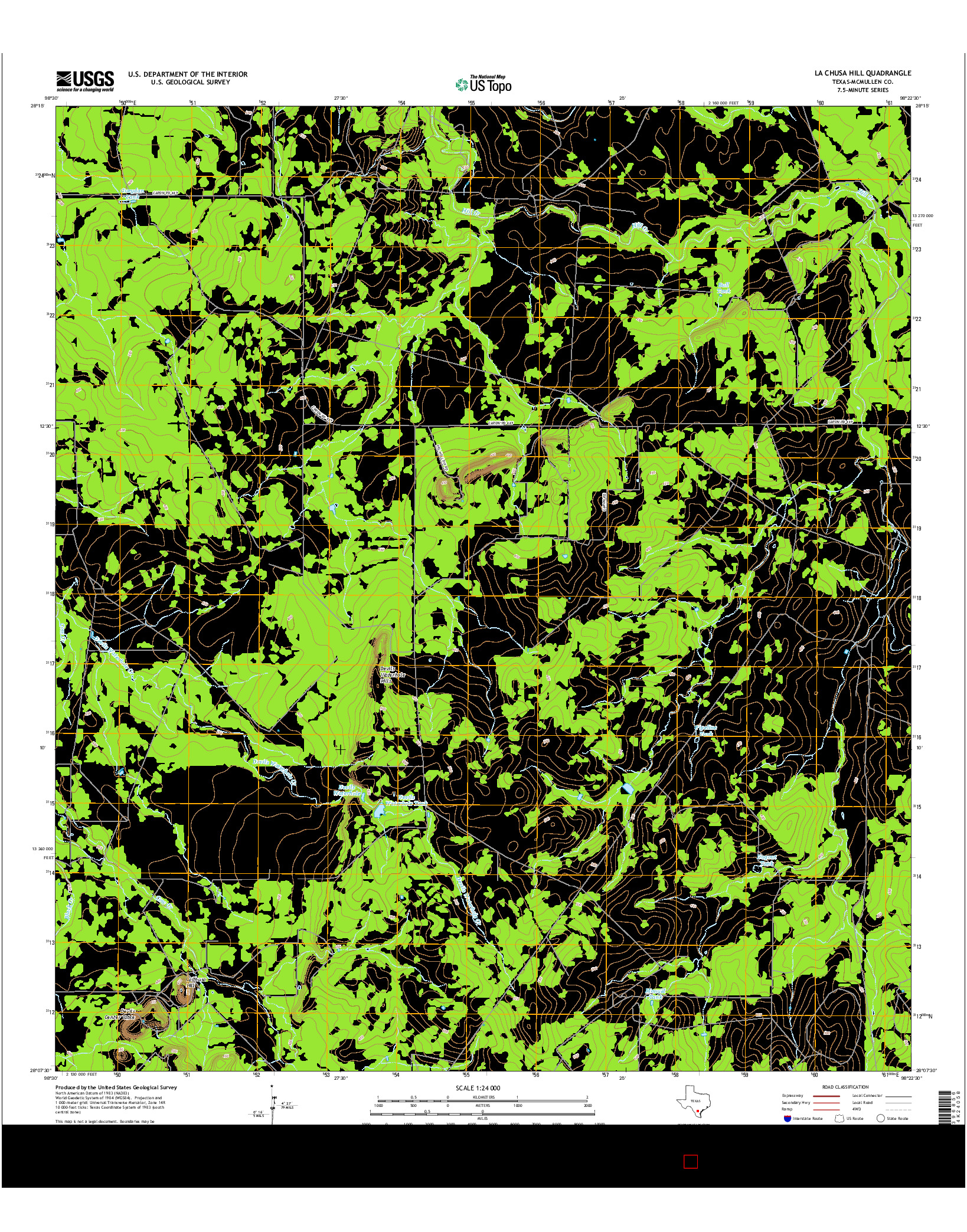 USGS US TOPO 7.5-MINUTE MAP FOR LA CHUSA HILL, TX 2016