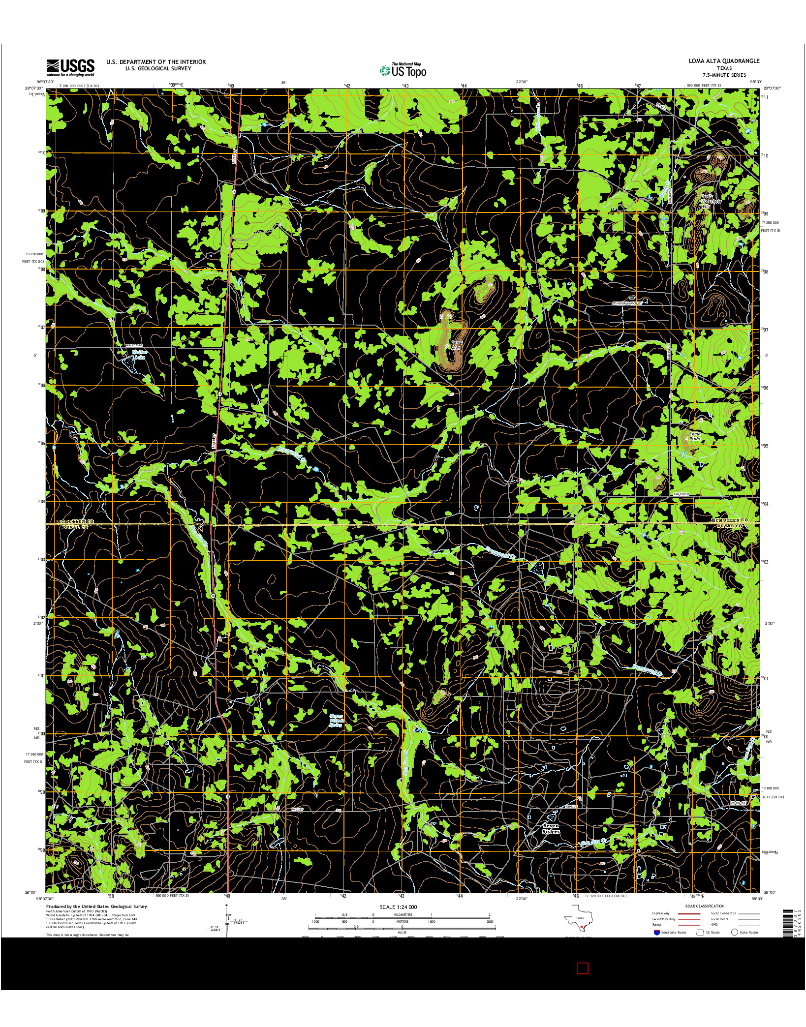 USGS US TOPO 7.5-MINUTE MAP FOR LOMA ALTA, TX 2016