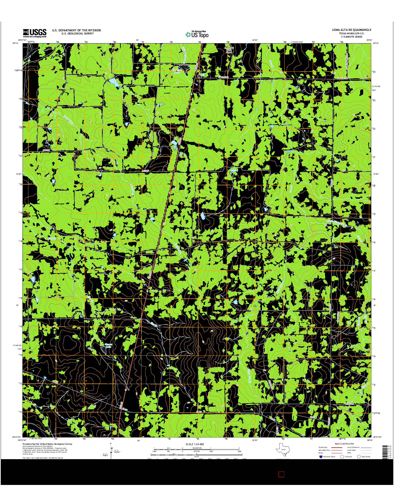 USGS US TOPO 7.5-MINUTE MAP FOR LOMA ALTA NE, TX 2016